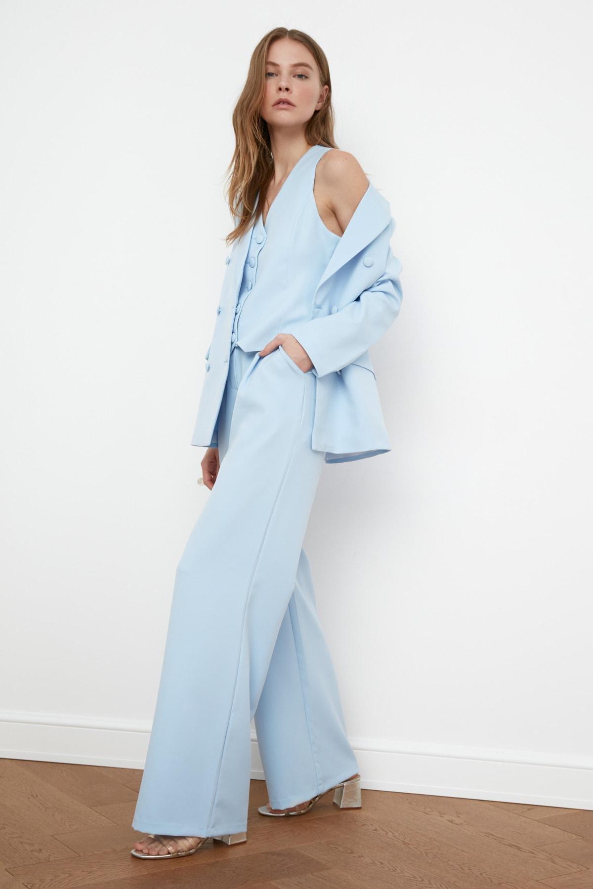 Blue Wide Leg Pants, Dark blue, large image number 7