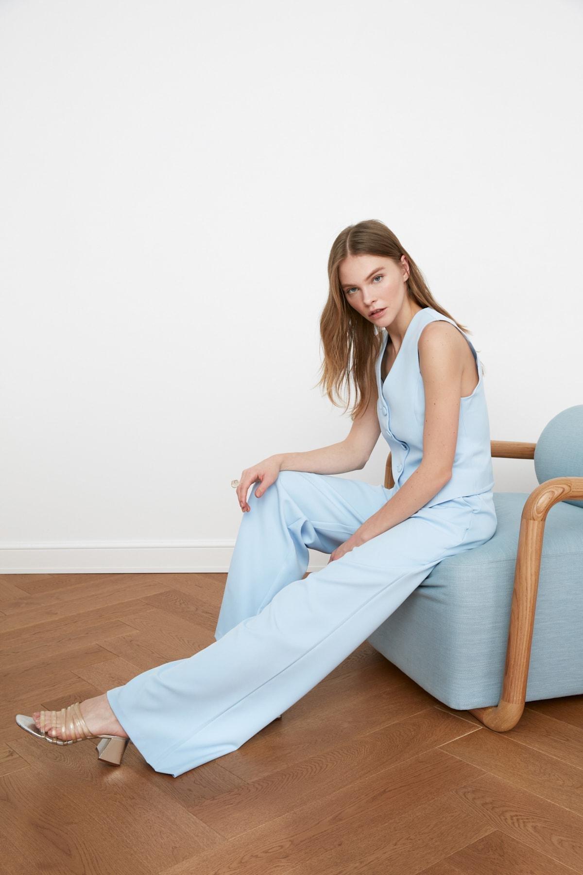 Blue Wide Leg Pants, Dark blue, large image number 8