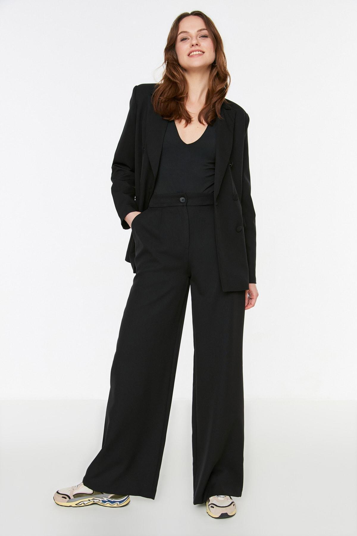 Trendyol - Black Wide Leg High Waist Pants