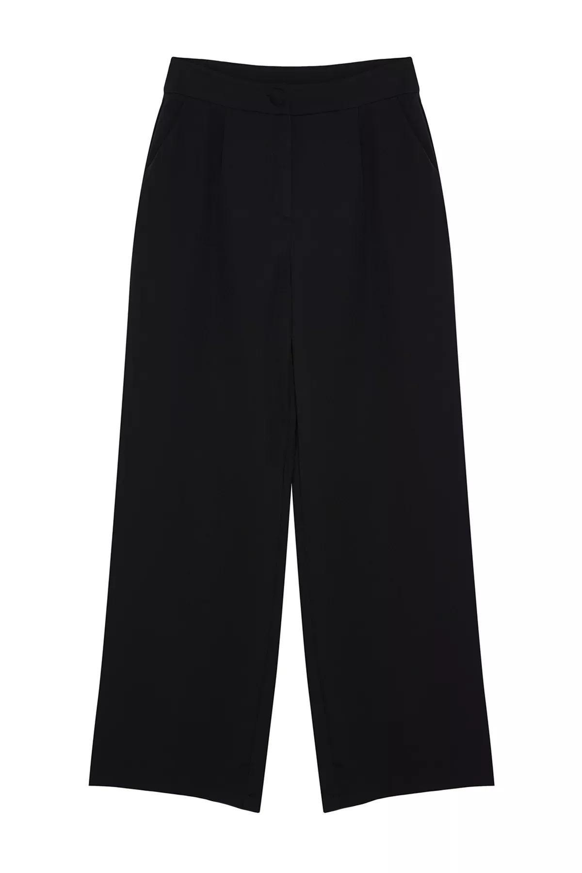 Black Wide Leg High Waist Pants, , large image number 8