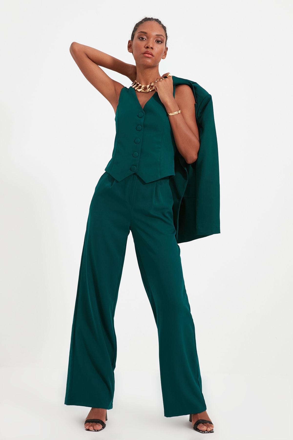 Green Wide Leg Pants, , large image number 0
