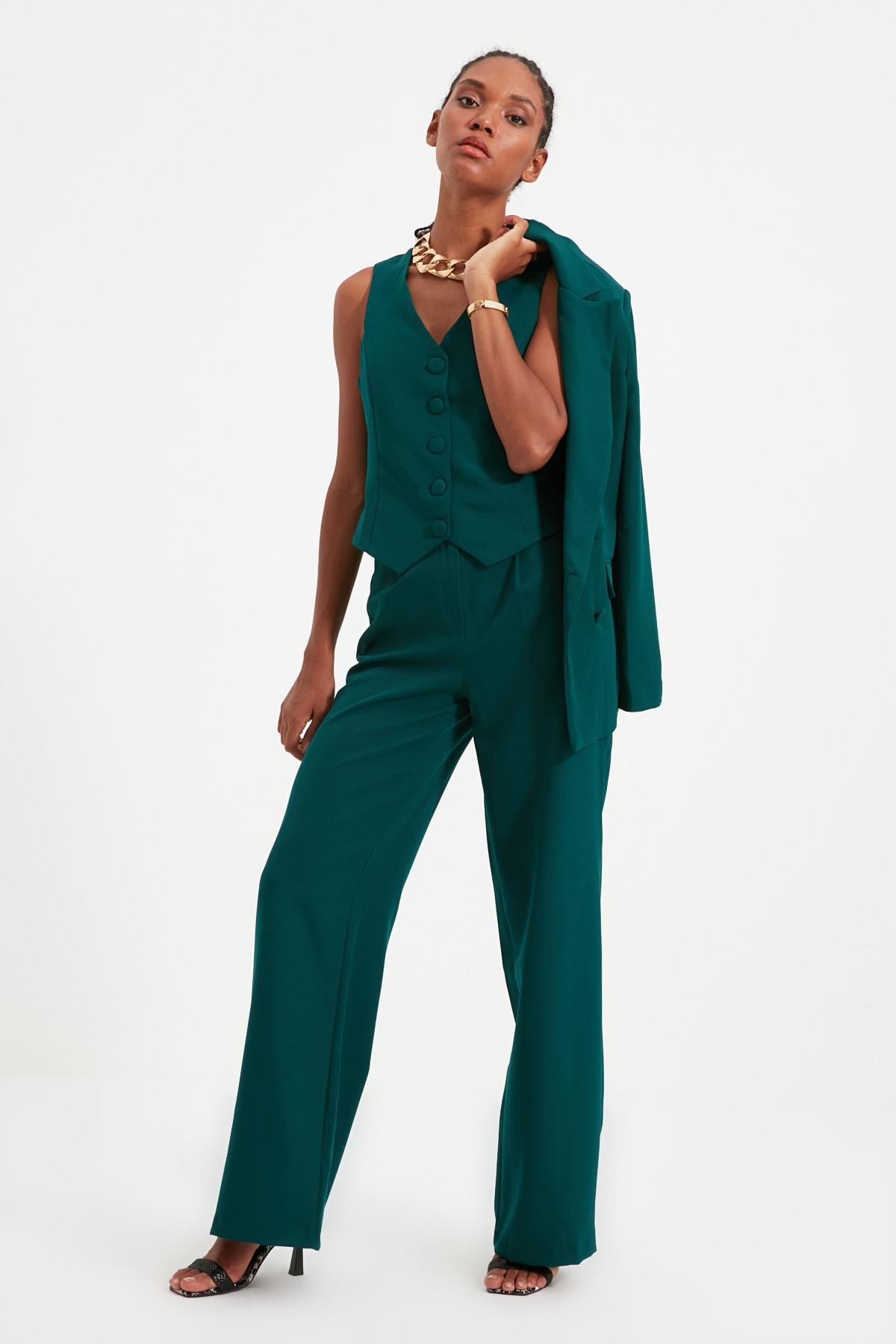 Green Wide Leg Pants, , large image number 4