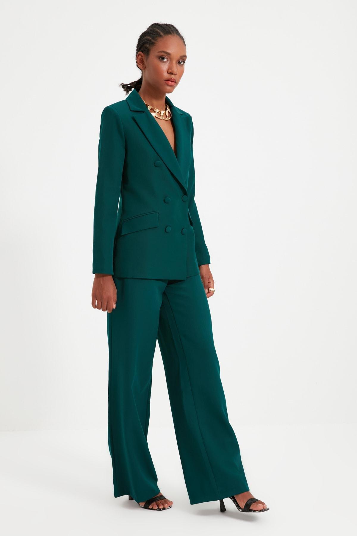 بنطال بقصة ساق عريضة، أخضر, Green, large image number 6