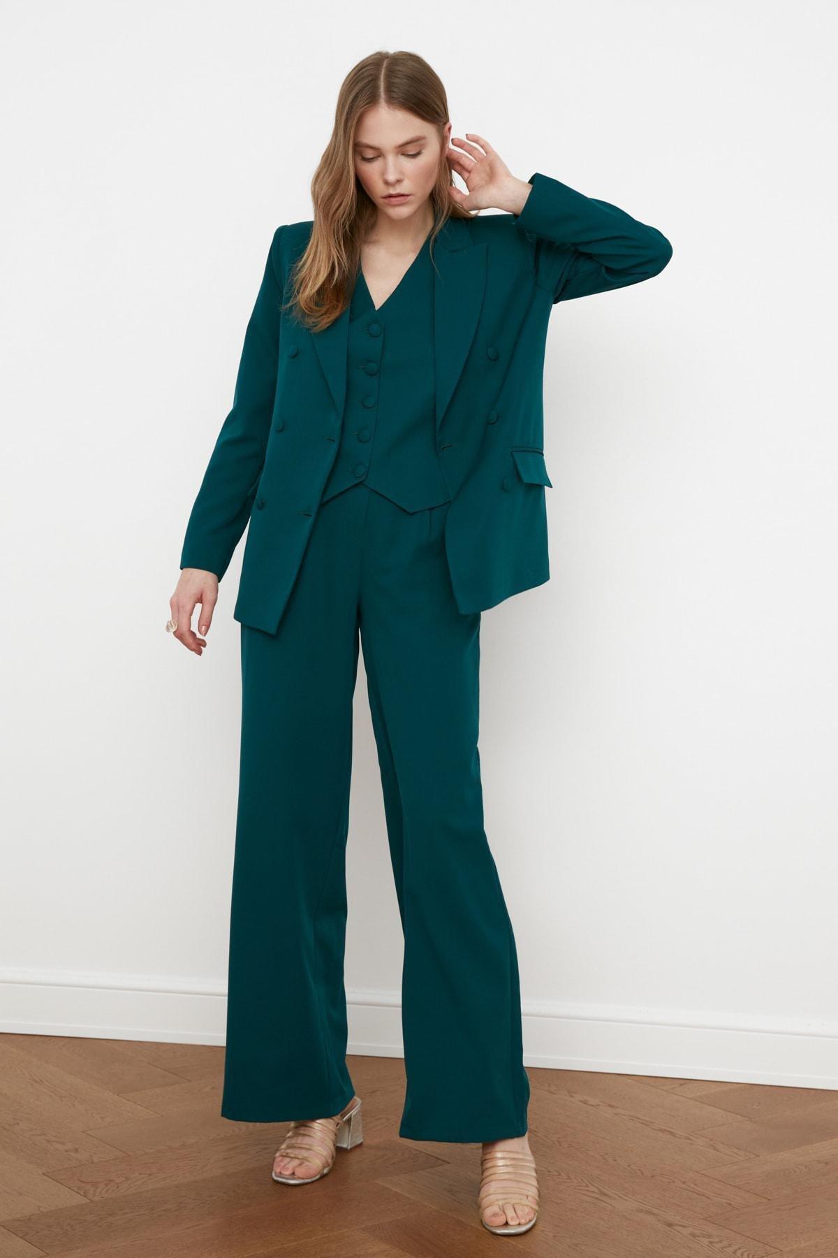 بنطال بقصة ساق عريضة، أخضر, Green, large image number 13