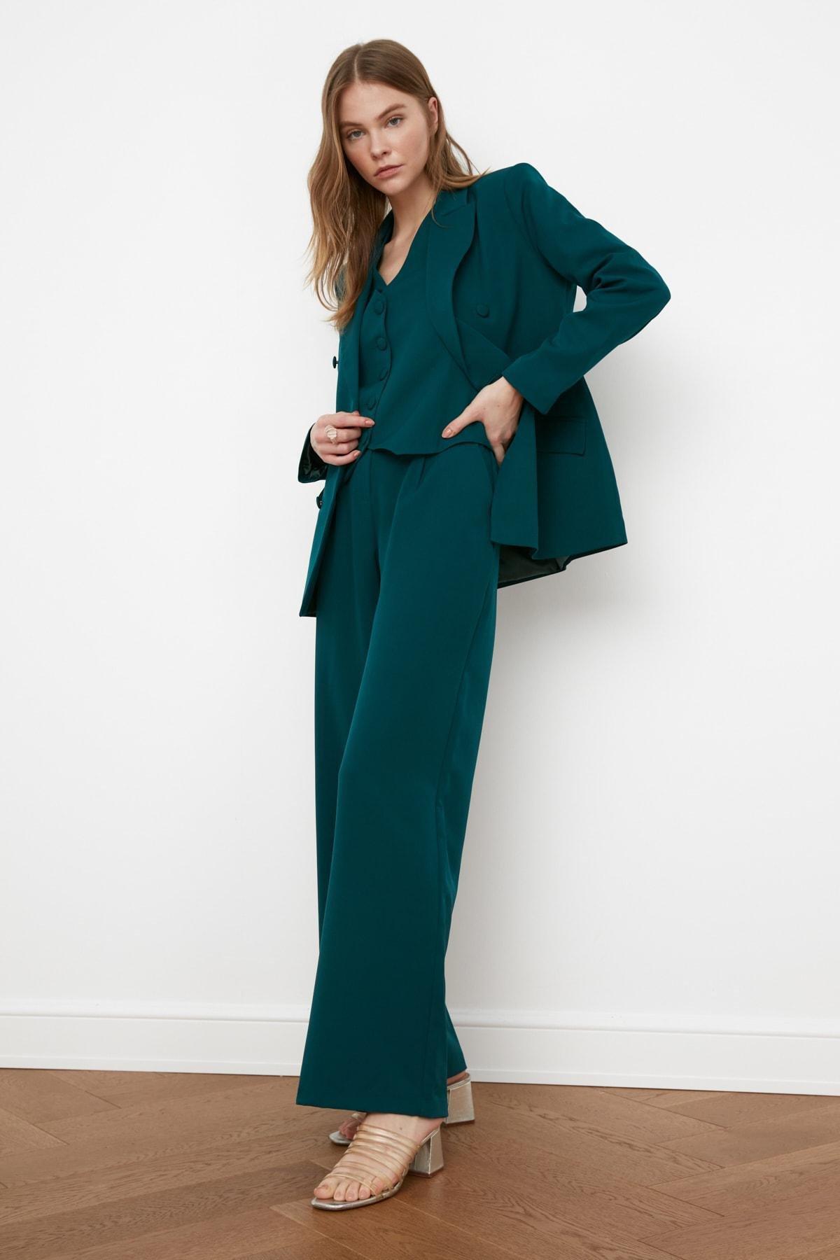 بنطال بقصة ساق عريضة، أخضر, Green, large image number 17