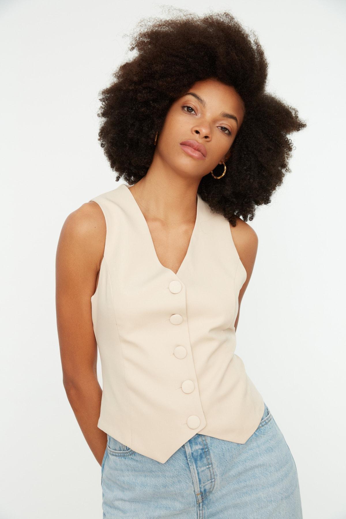 Beige Puffer Vest, , large image number 1