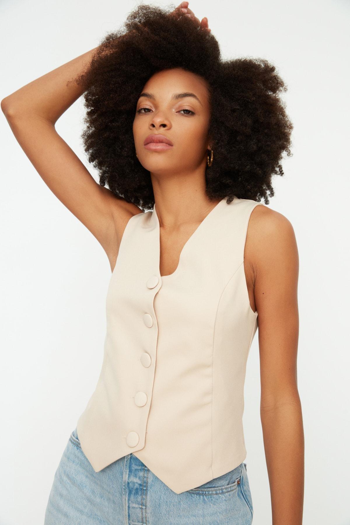 Beige Puffer Vest, , large image number 2