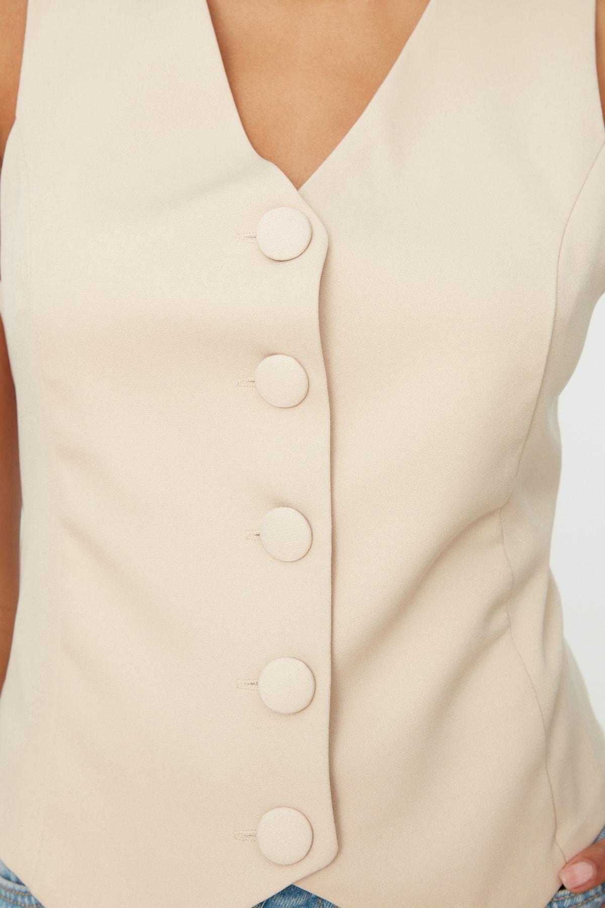 Beige Puffer Vest, , large image number 3