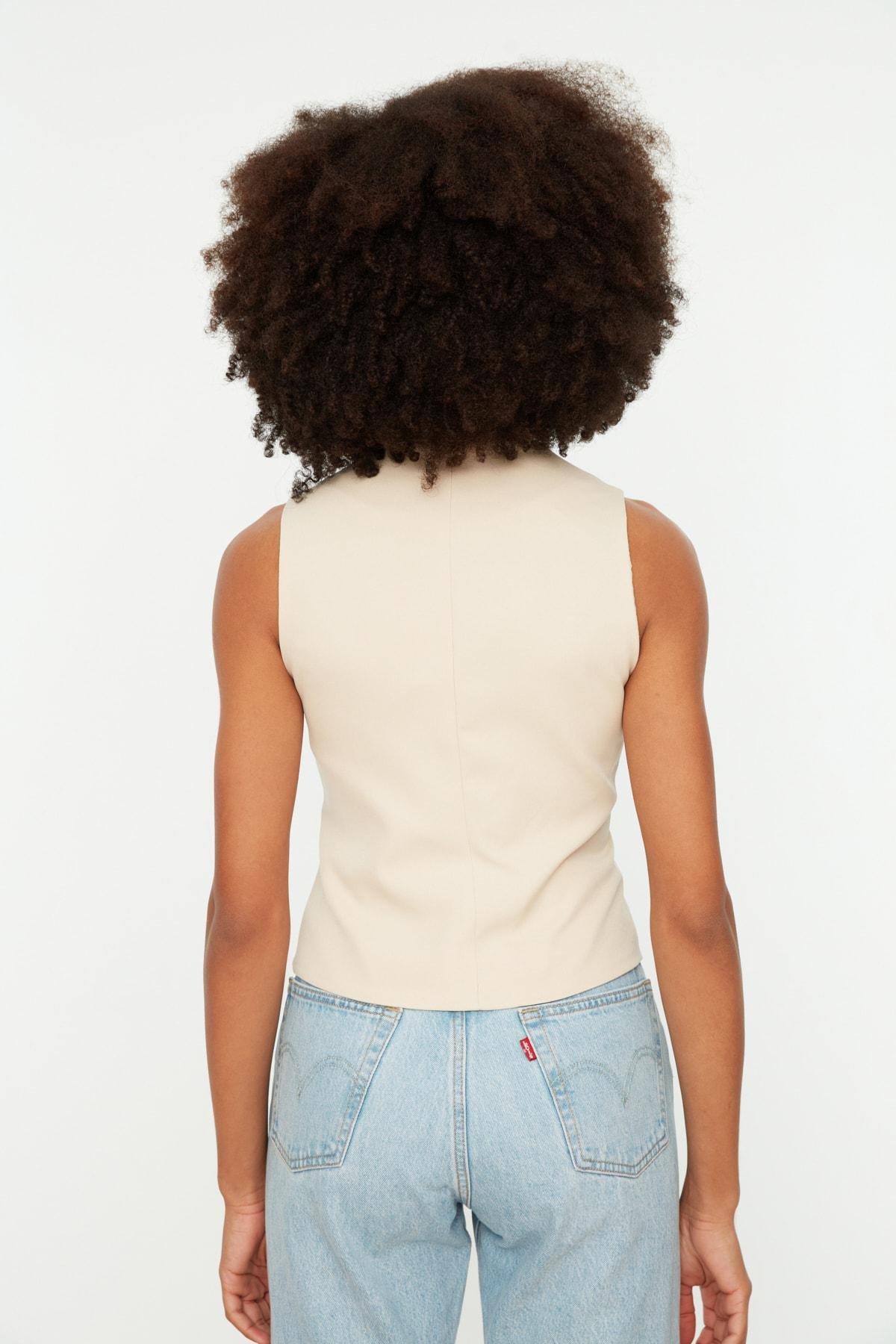 Beige Puffer Vest, , large image number 4