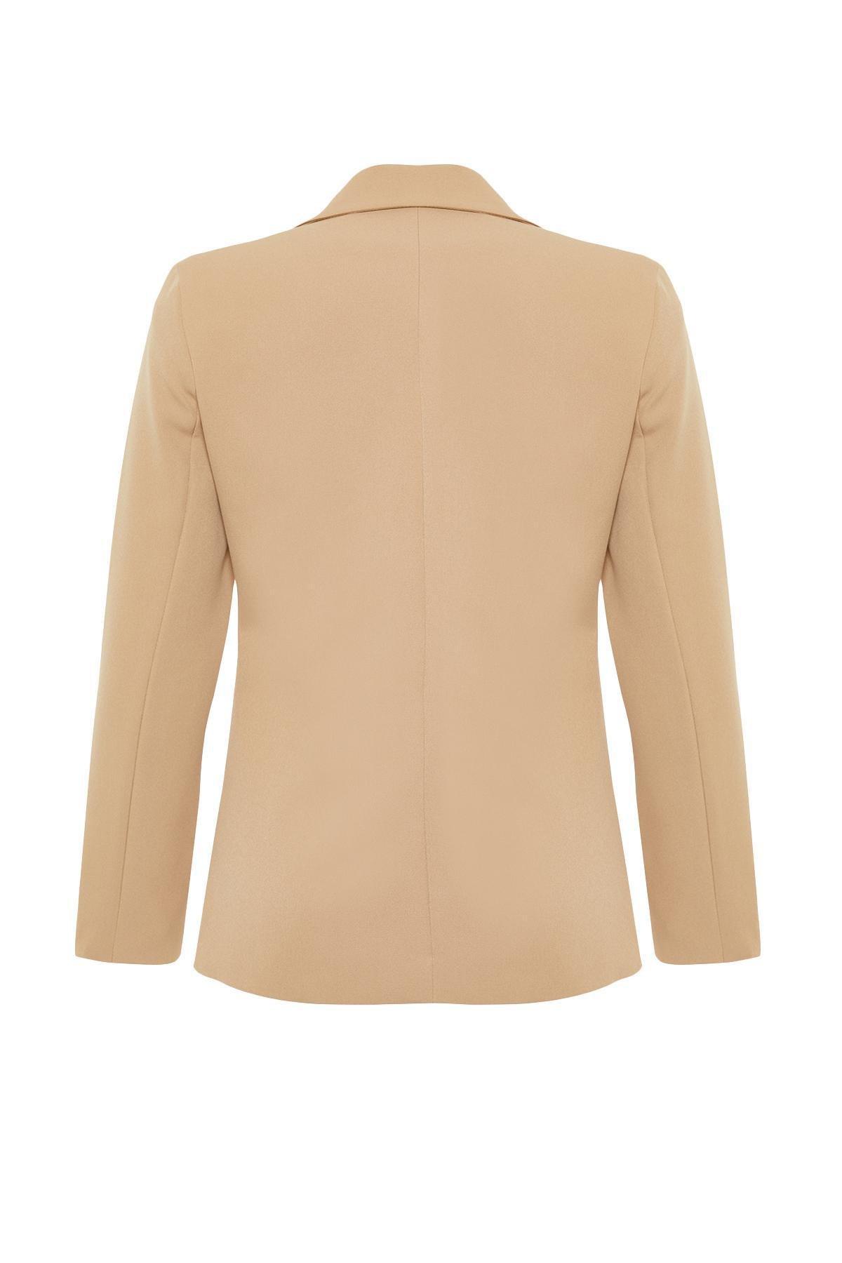 Brown Lined Double Breasted Blazer, , large image number 6