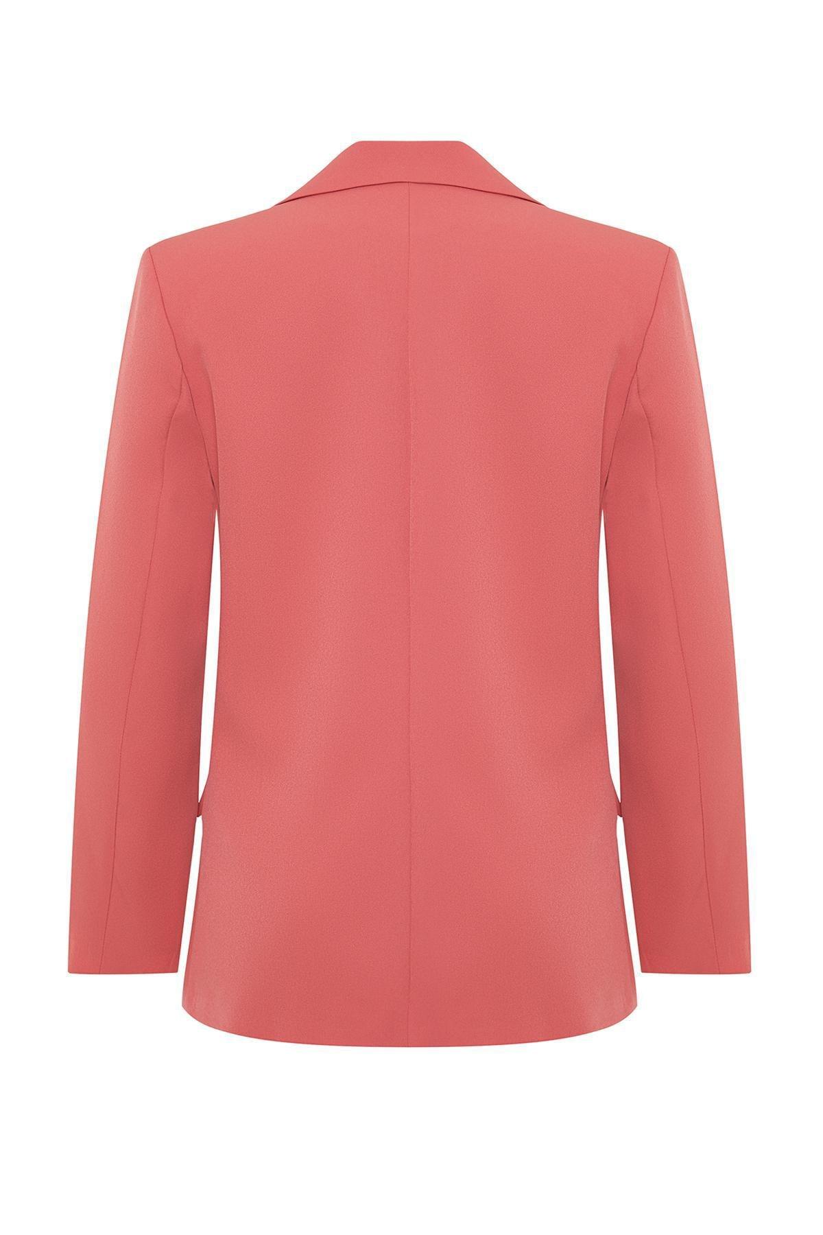 Pink Lined Double Breasted Blazer, Pomegranate flower, large image number 6