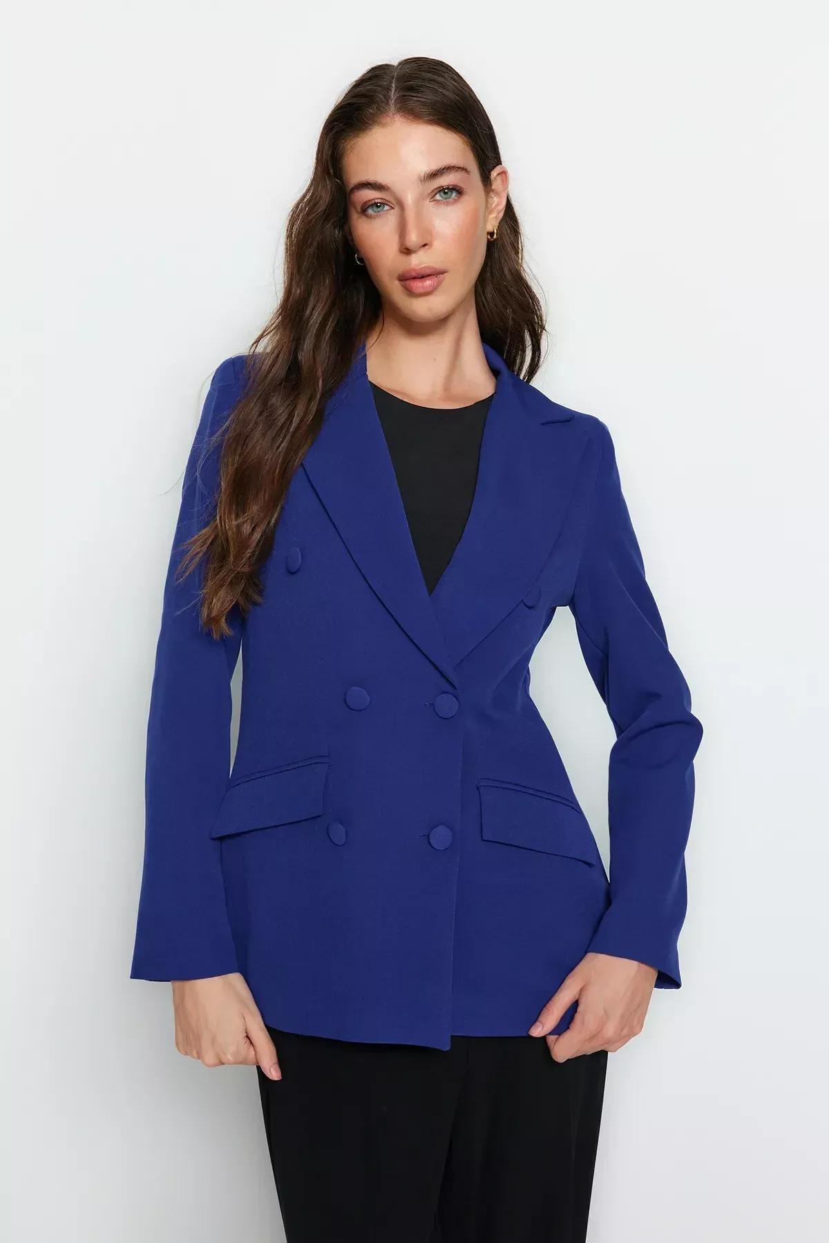 Blue Regular Blazer, Sax, large image number 10