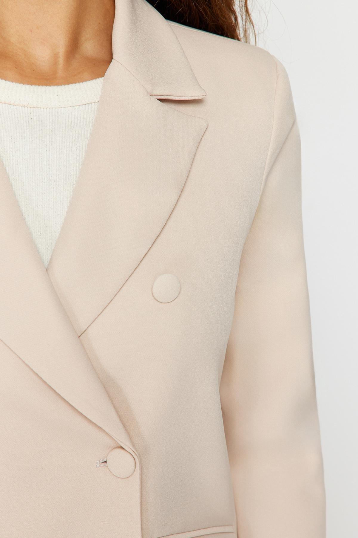 Beige Lapel Collar Blazer, Beige, large image number 7