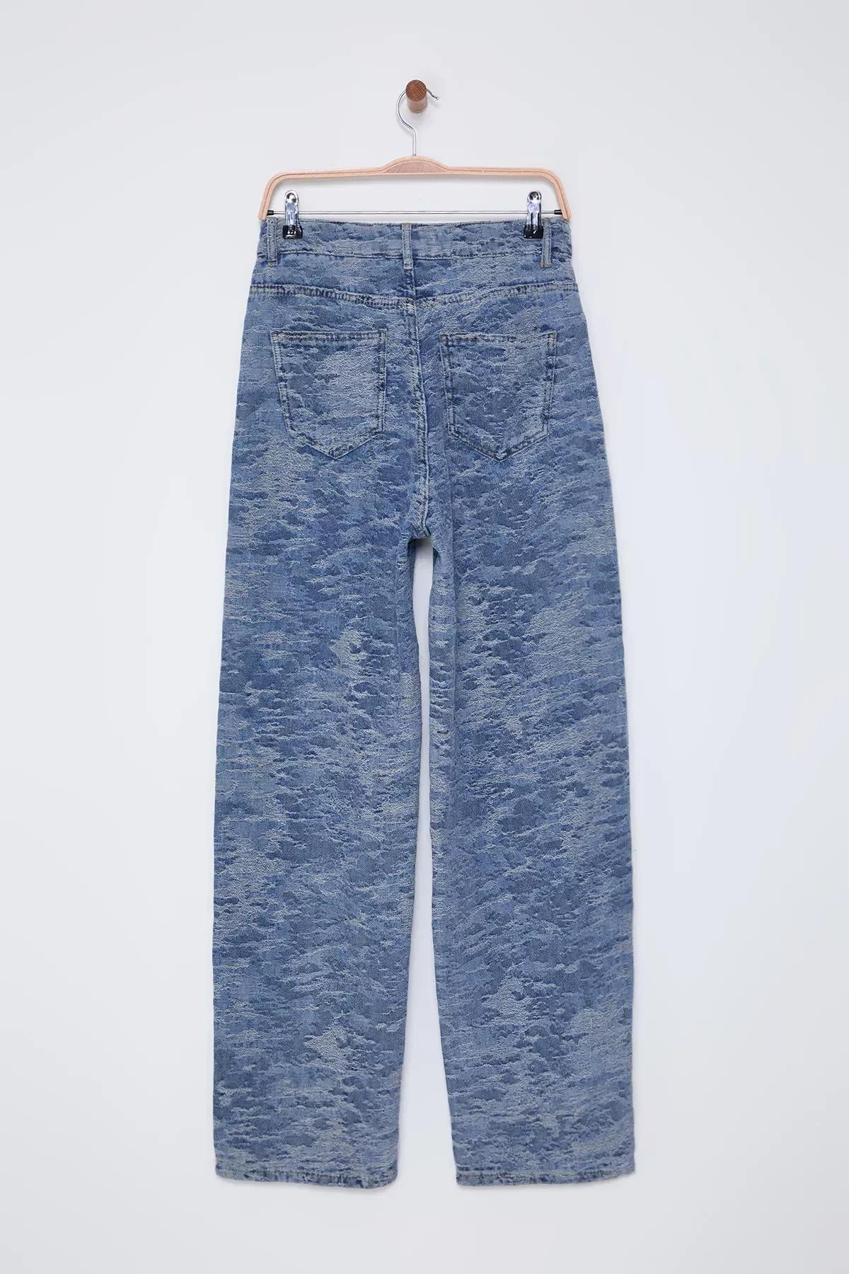 Blue Textured Low Waist Jeans, , large image number 7