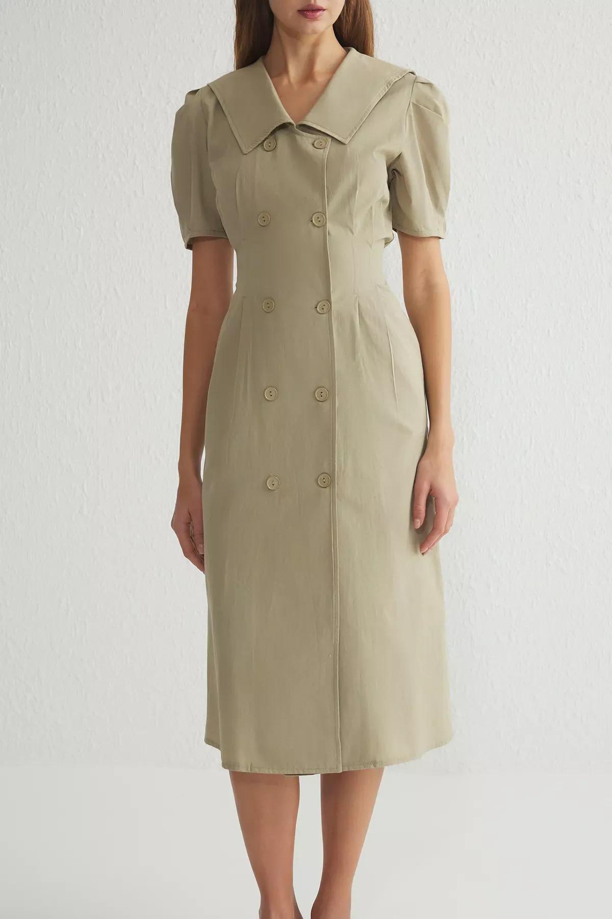 Mint Detailed Poplin Woven Dress, Mint, large image number 2