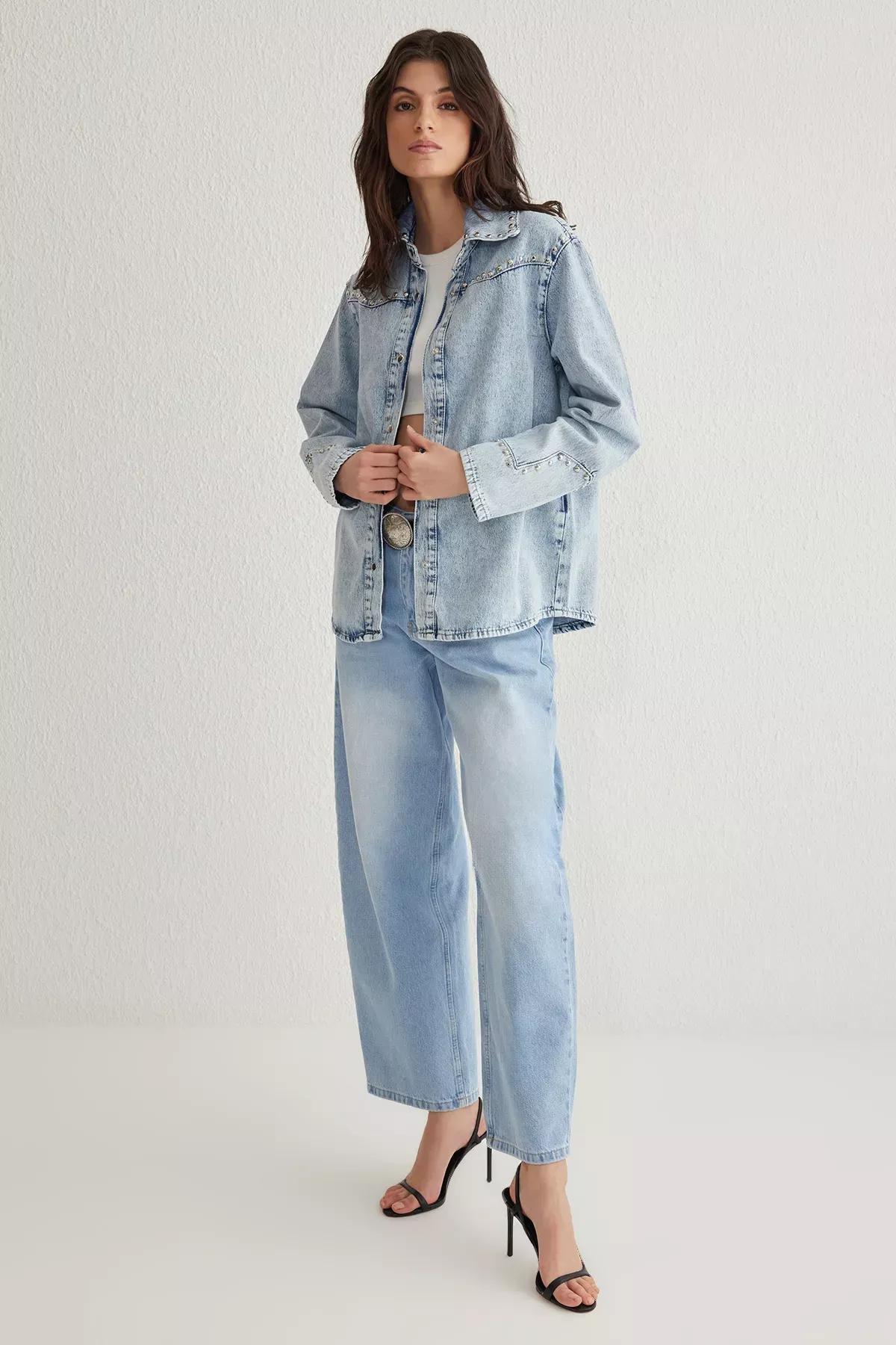 Blue Oversize Denim Jacket, , large image number 1