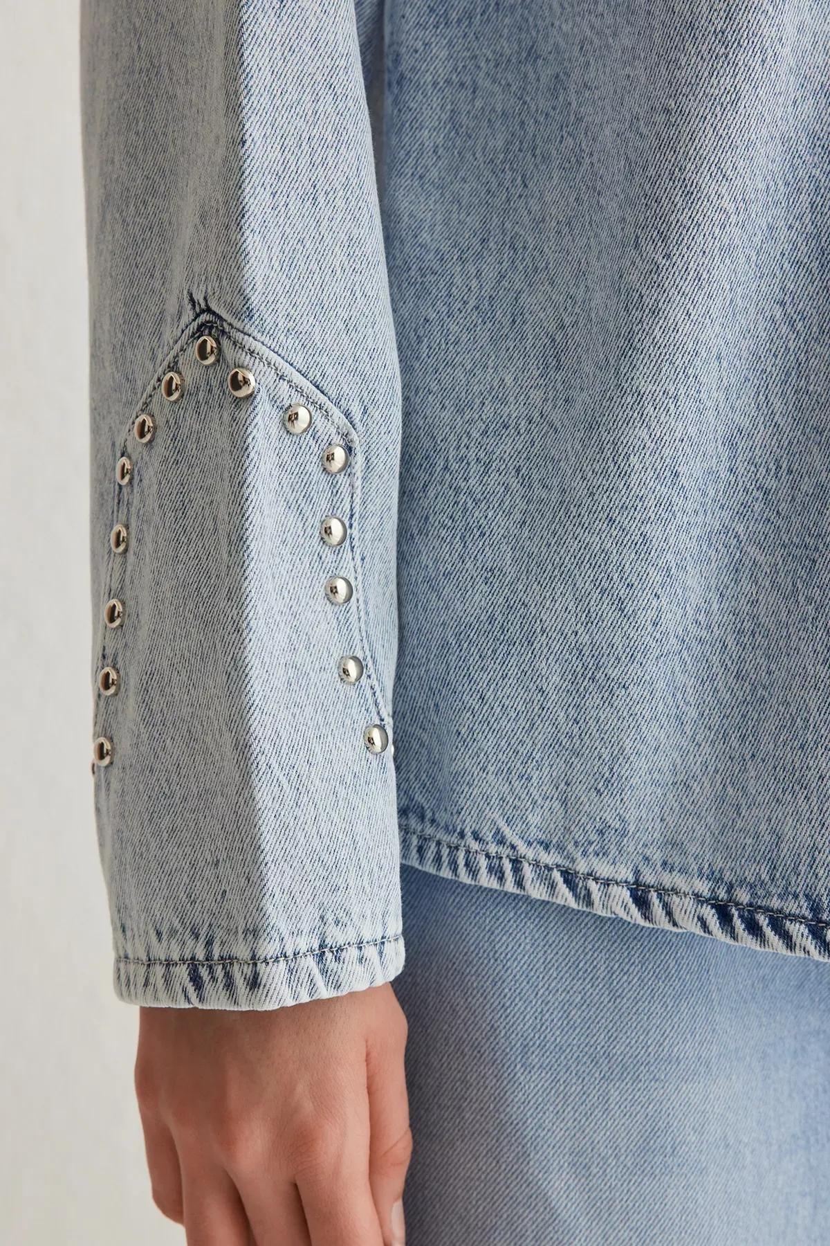 Blue Oversize Denim Jacket, , large image number 3