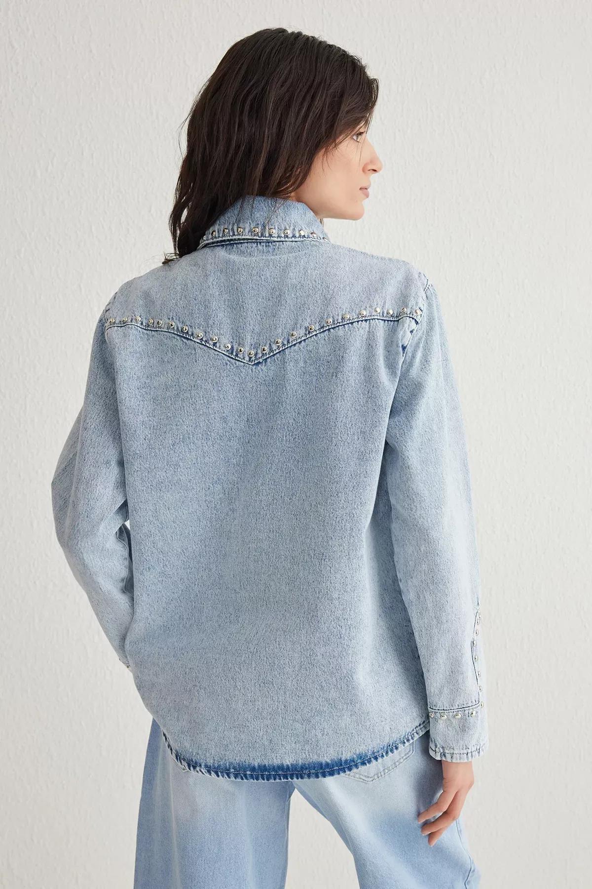 Blue Oversize Denim Jacket, , large image number 4