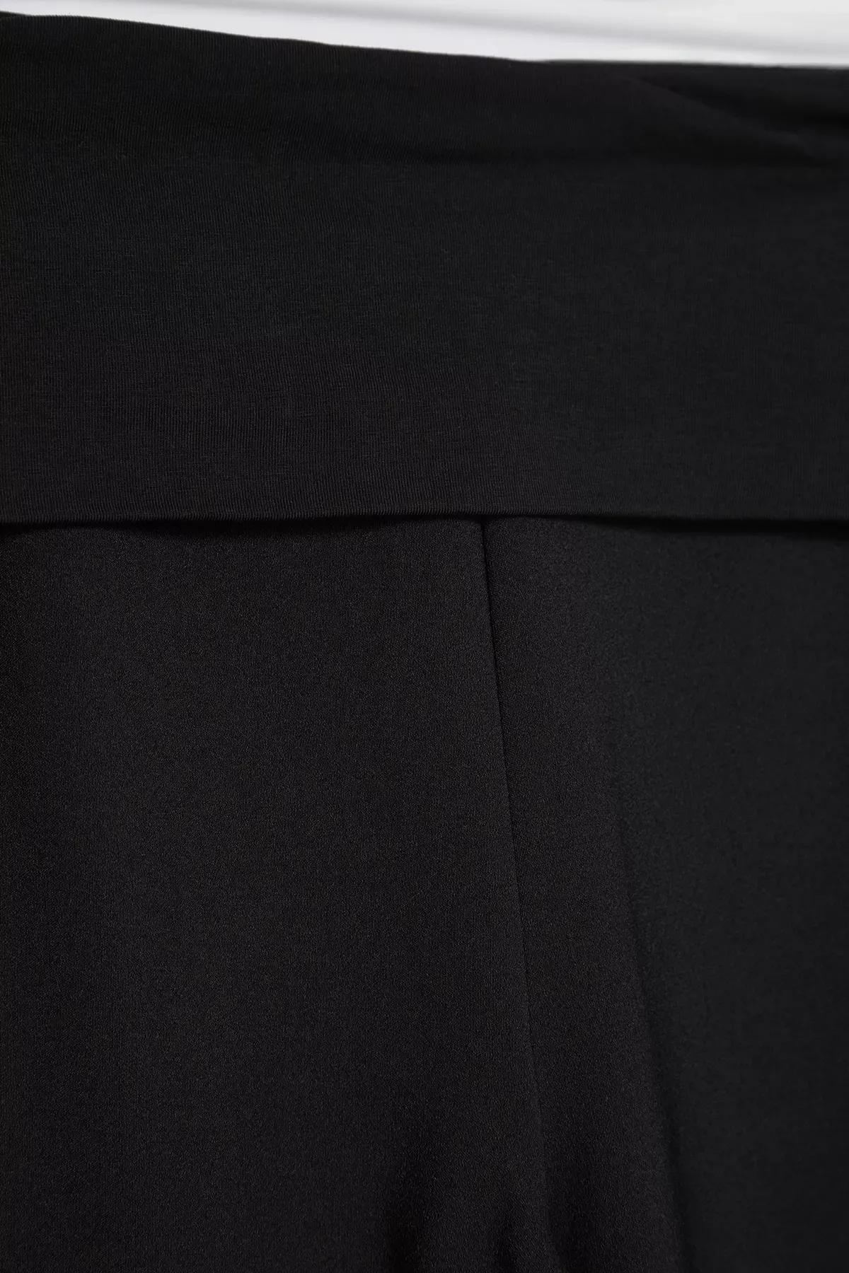 Black Wide Leg Woven Trousers, , large image number 6