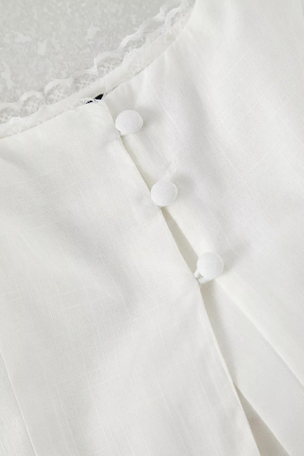 White Square Neck Sling Blouse, , large image number 5