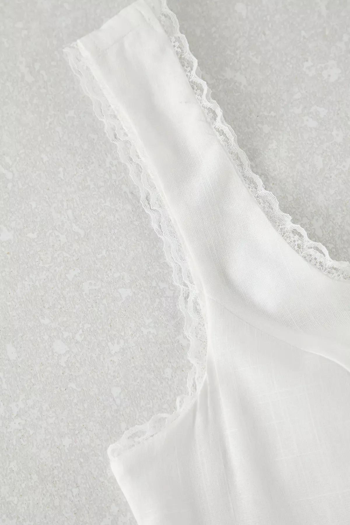 White Square Neck Sling Blouse, , large image number 6