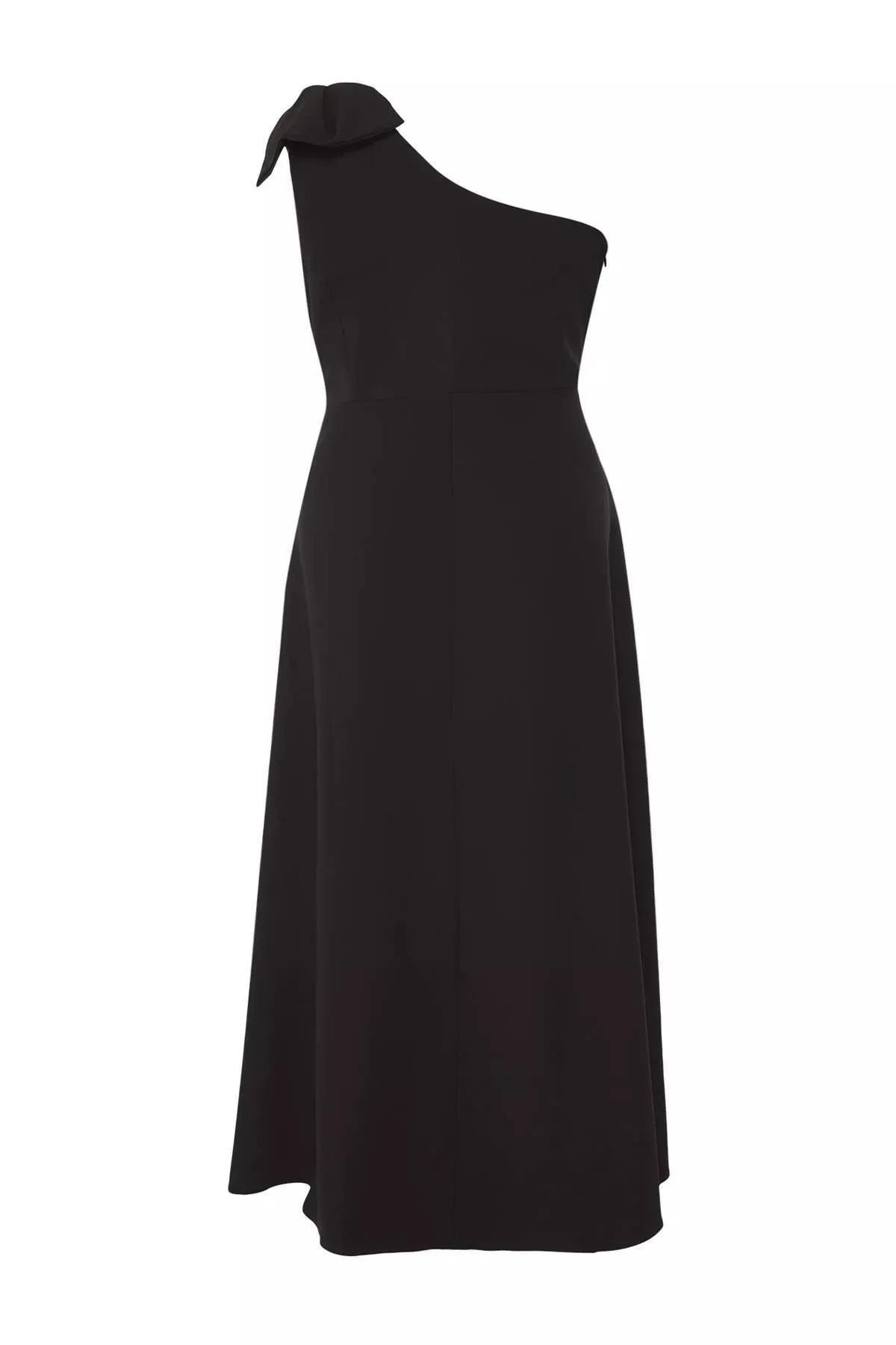 Black bowknot one shoulder dress, , large image number 5
