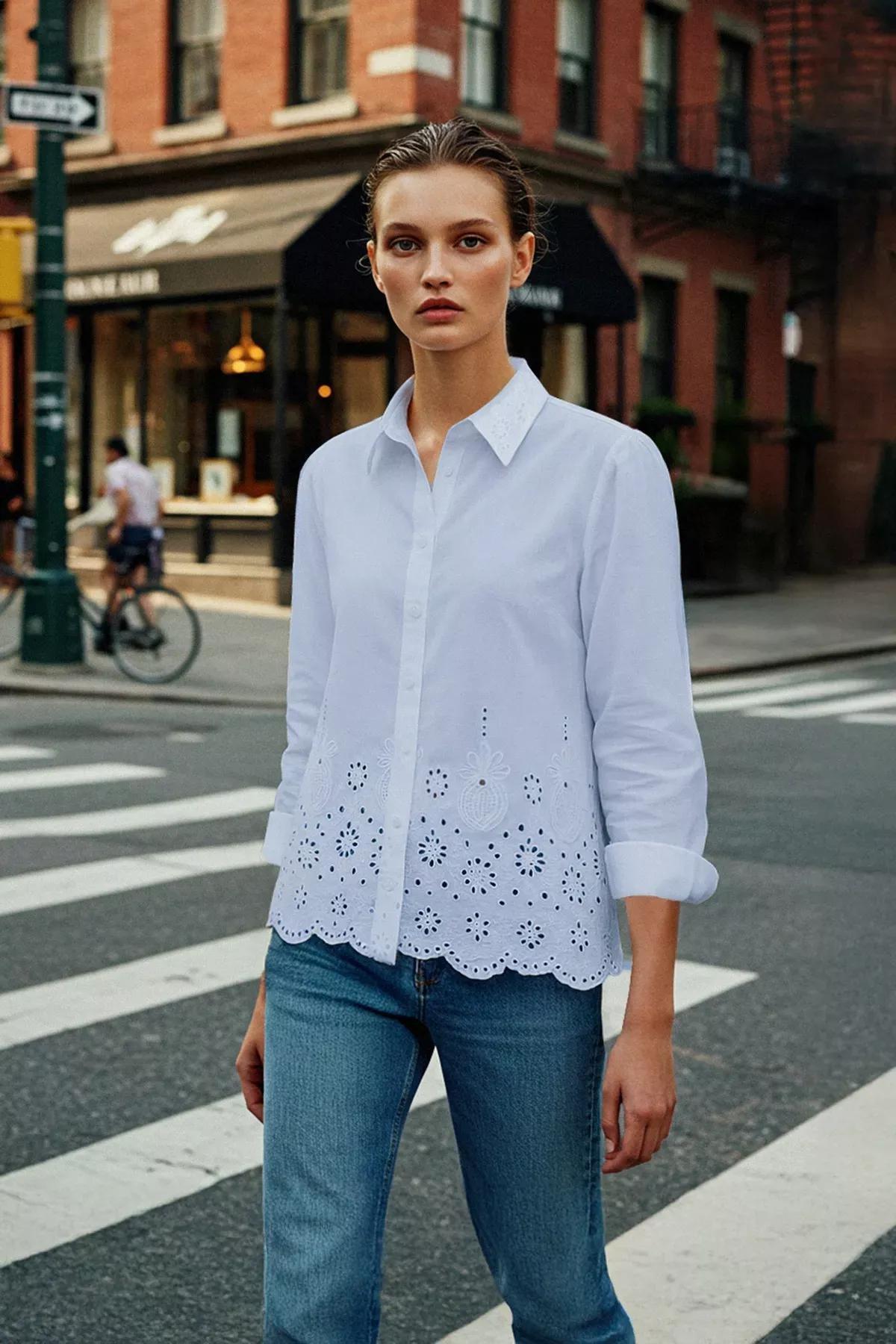 قميص بقصة عادية وياقة بنمط منقوش، أزرق, LIGHT BLUE, large image number 1