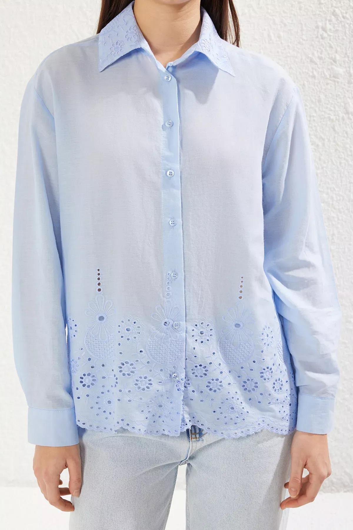 قميص بقصة عادية وياقة بنمط منقوش، أزرق, LIGHT BLUE, large image number 3