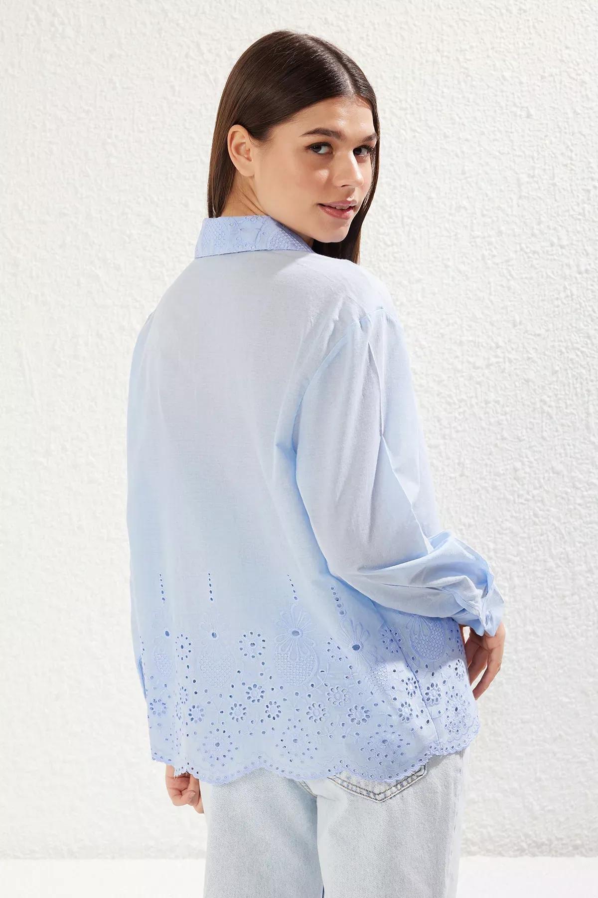 قميص بقصة عادية وياقة بنمط منقوش، أزرق, LIGHT BLUE, large image number 5