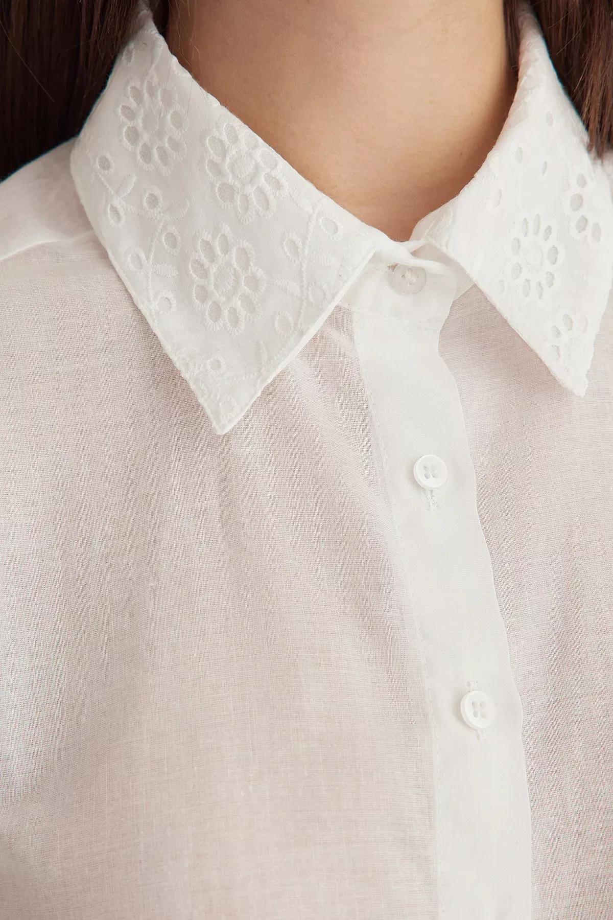 White Collar Regular Fit Woven Shirt, White, large image number 4