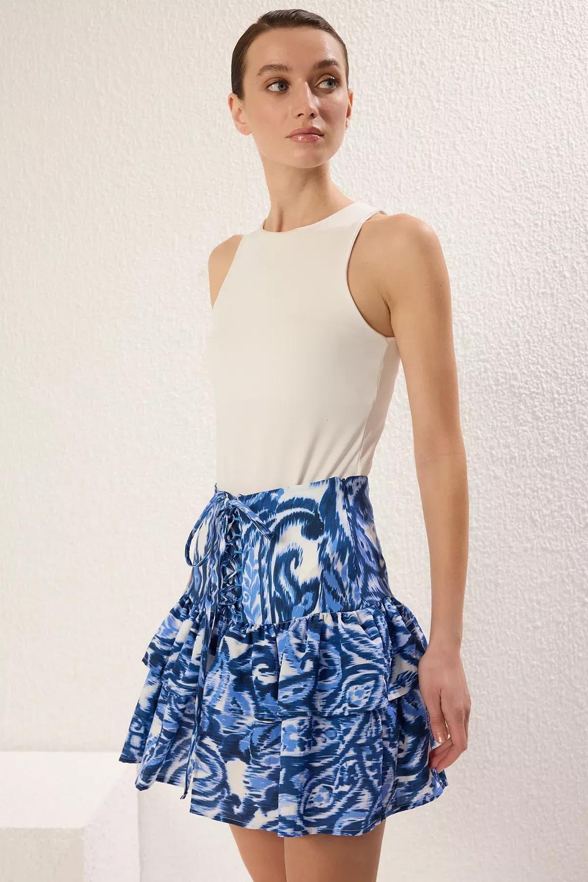 Multicolor Patterned Corset Detail Skirt, C101_7382, large image number 1