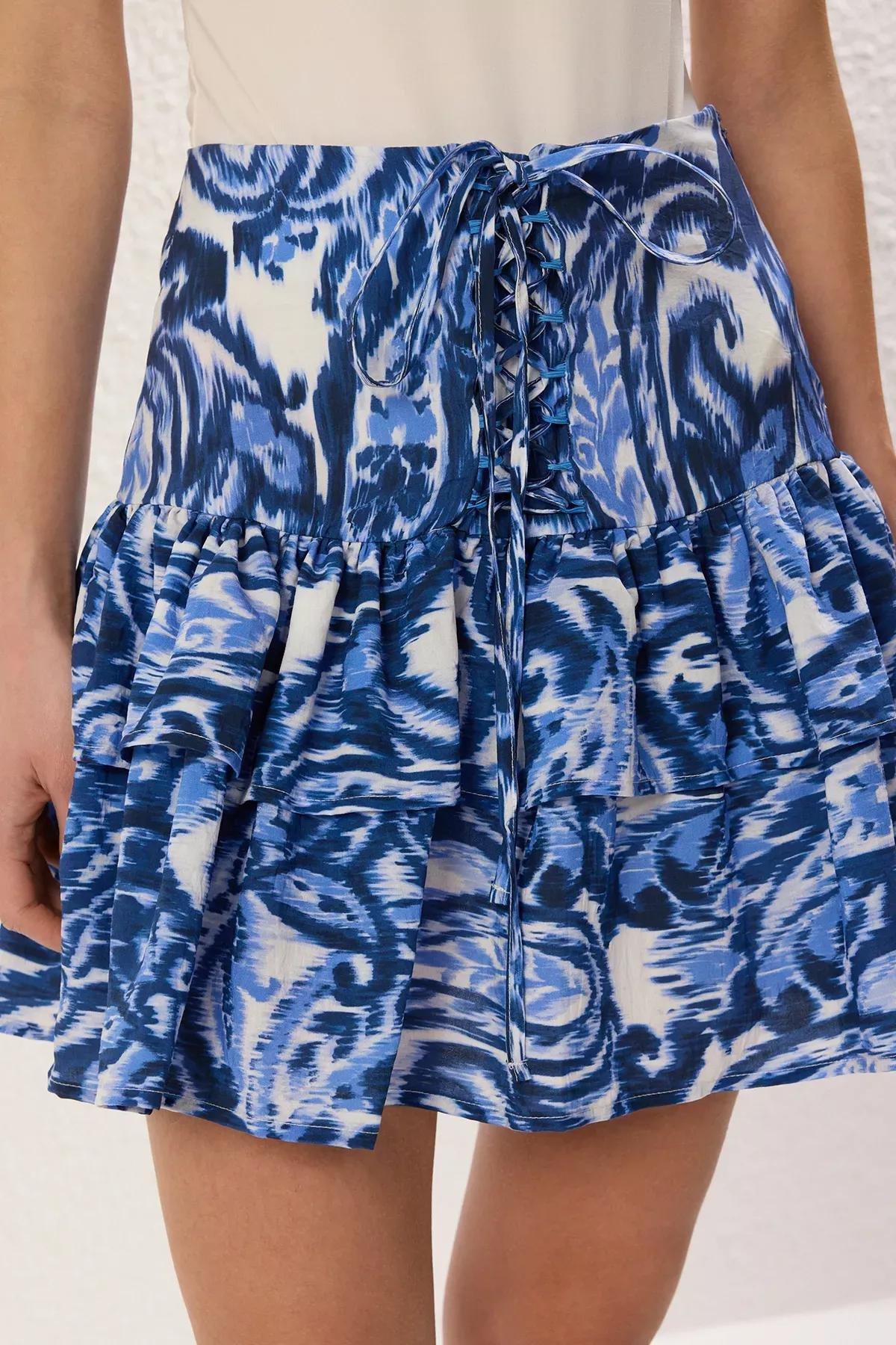 Multicolor Patterned Corset Detail Skirt, C101_7382, large image number 2