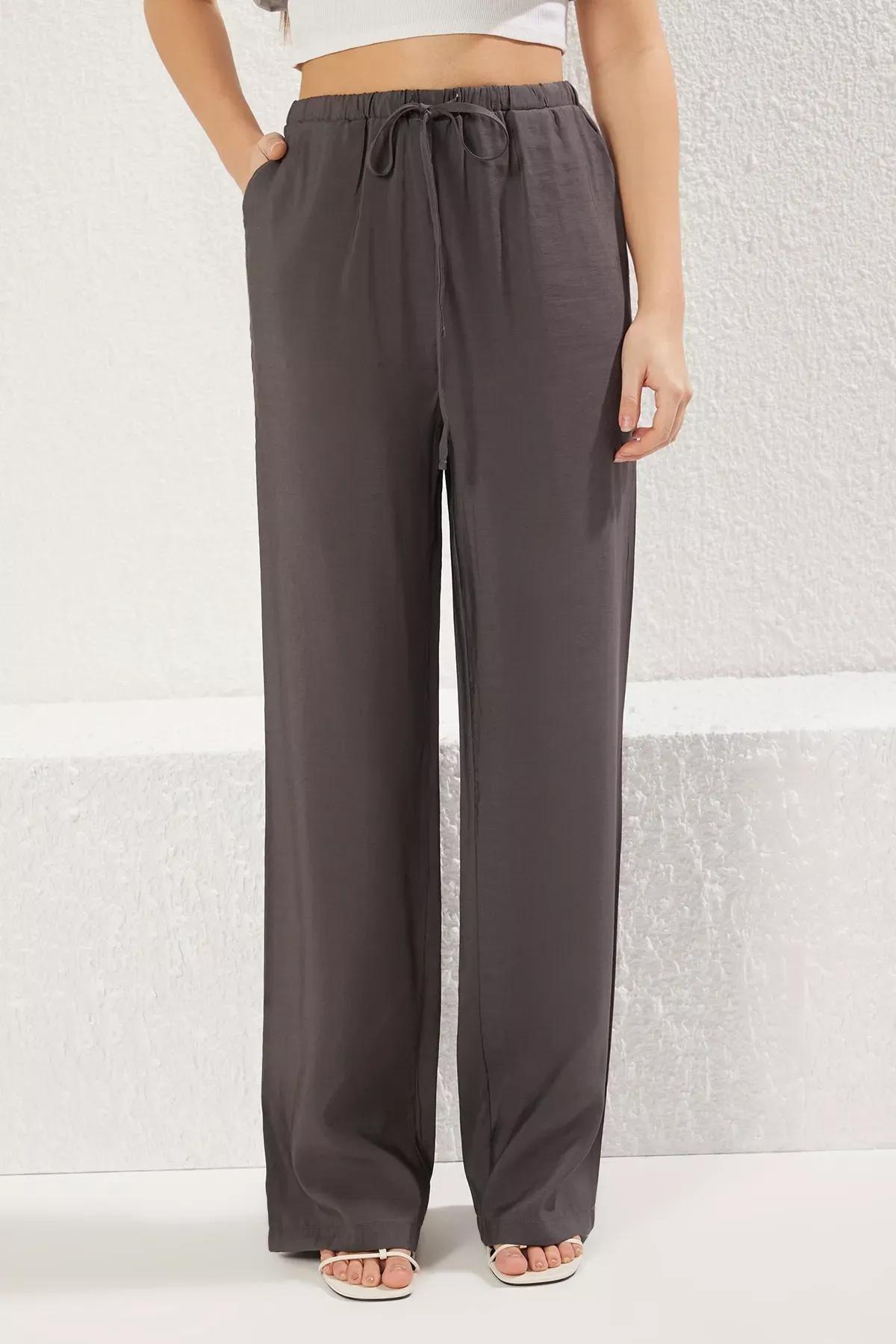 Grey Wide Leg Trousers, , large image number 2
