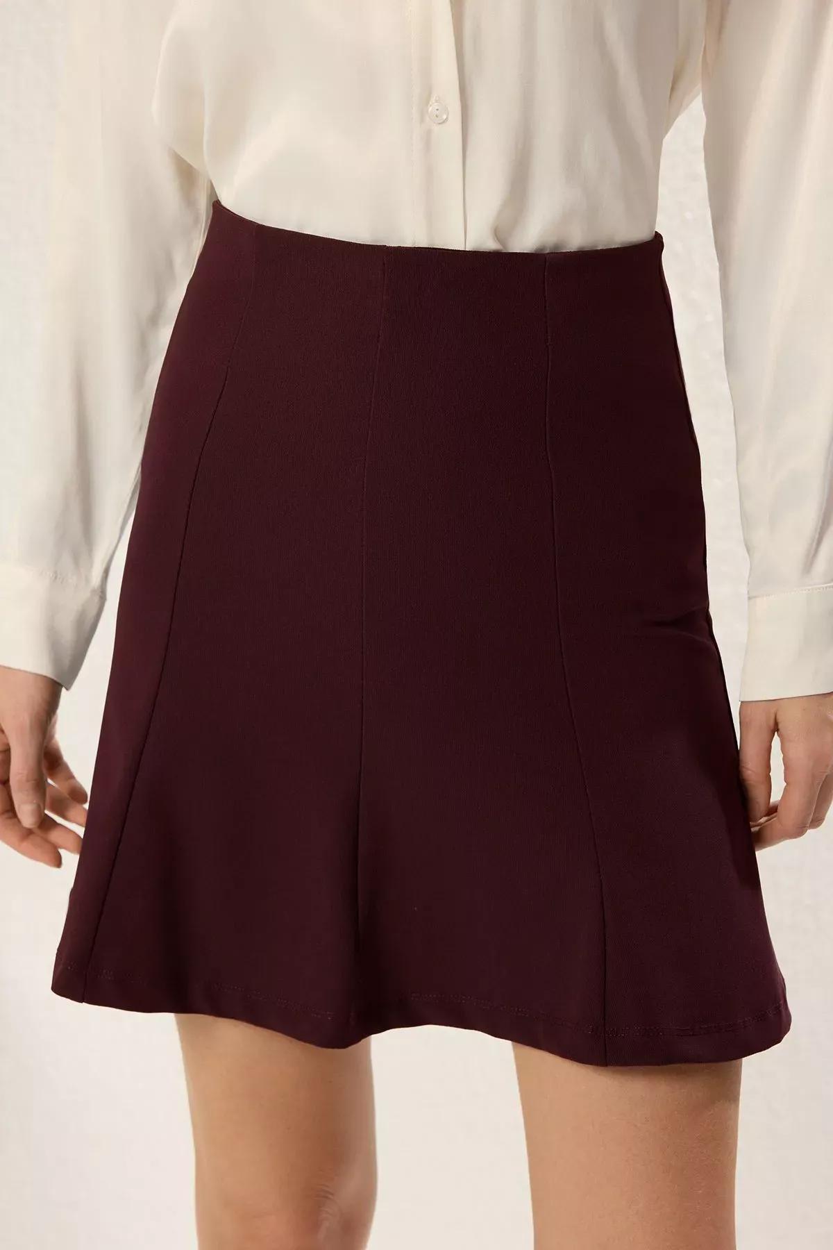 Burgundy Ribbed Mini Skirt, , large image number 2