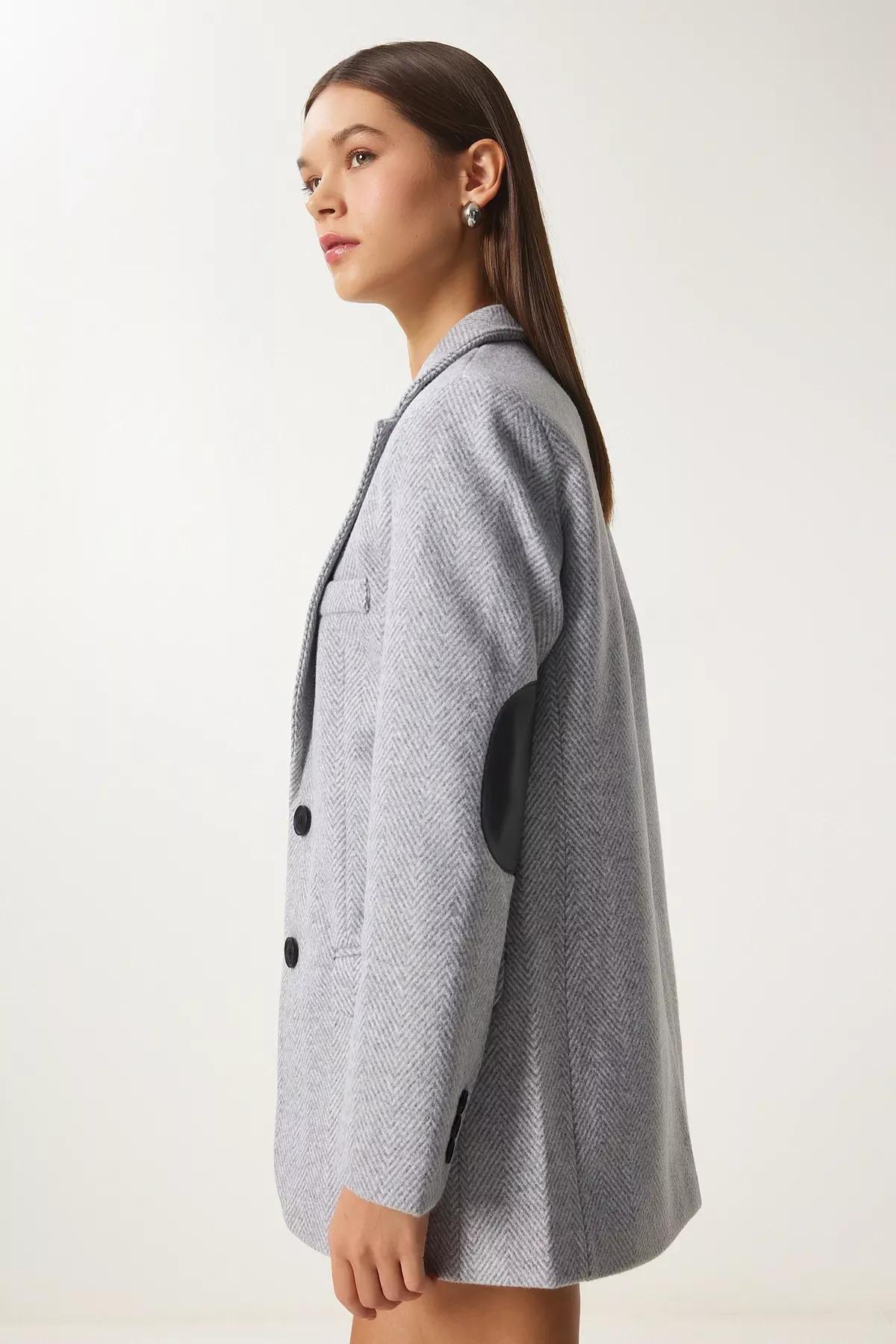 Gray Plain Oversized Blazer FN03405, C101_1653, large image number 4