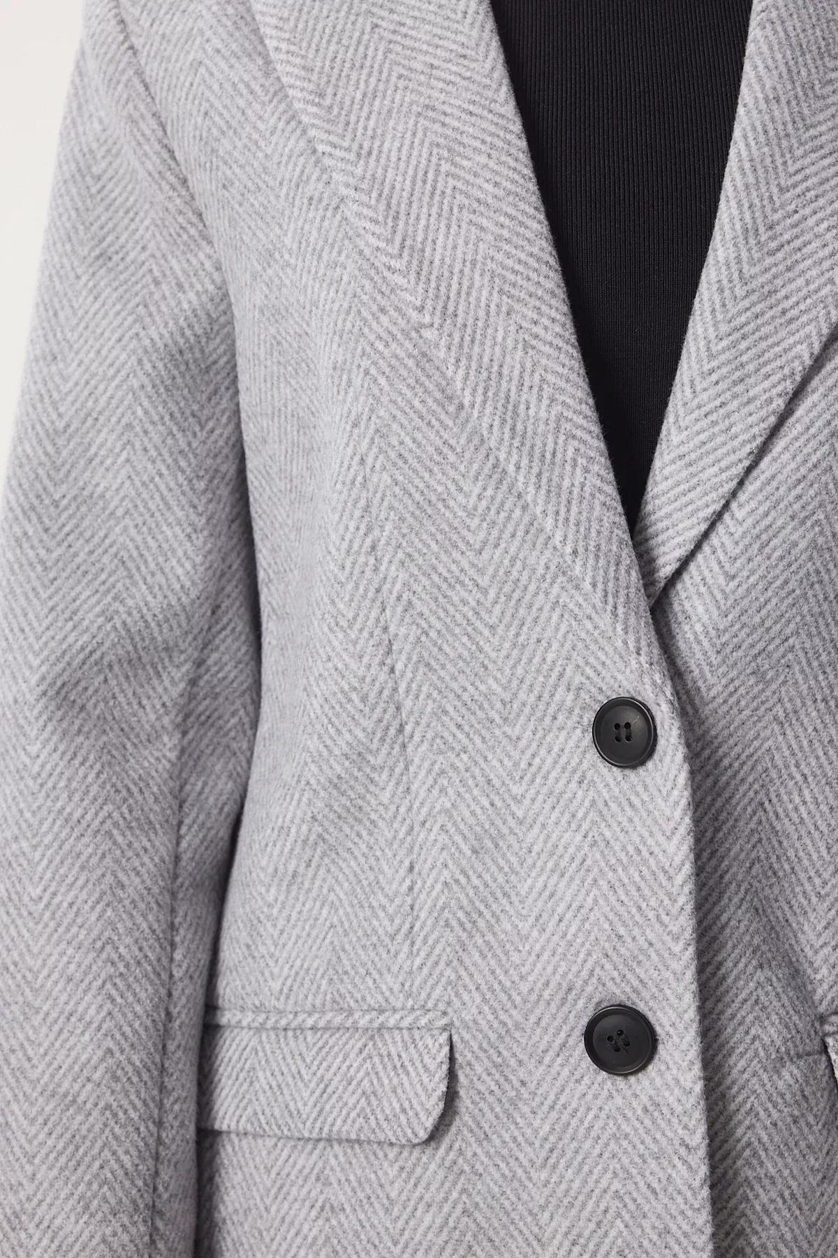 Gray Plain Oversized Blazer FN03405, C101_1653, large image number 5