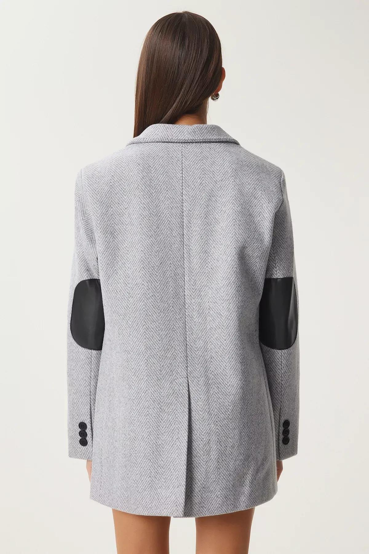 Gray Plain Oversized Blazer FN03405, C101_1653, large image number 7