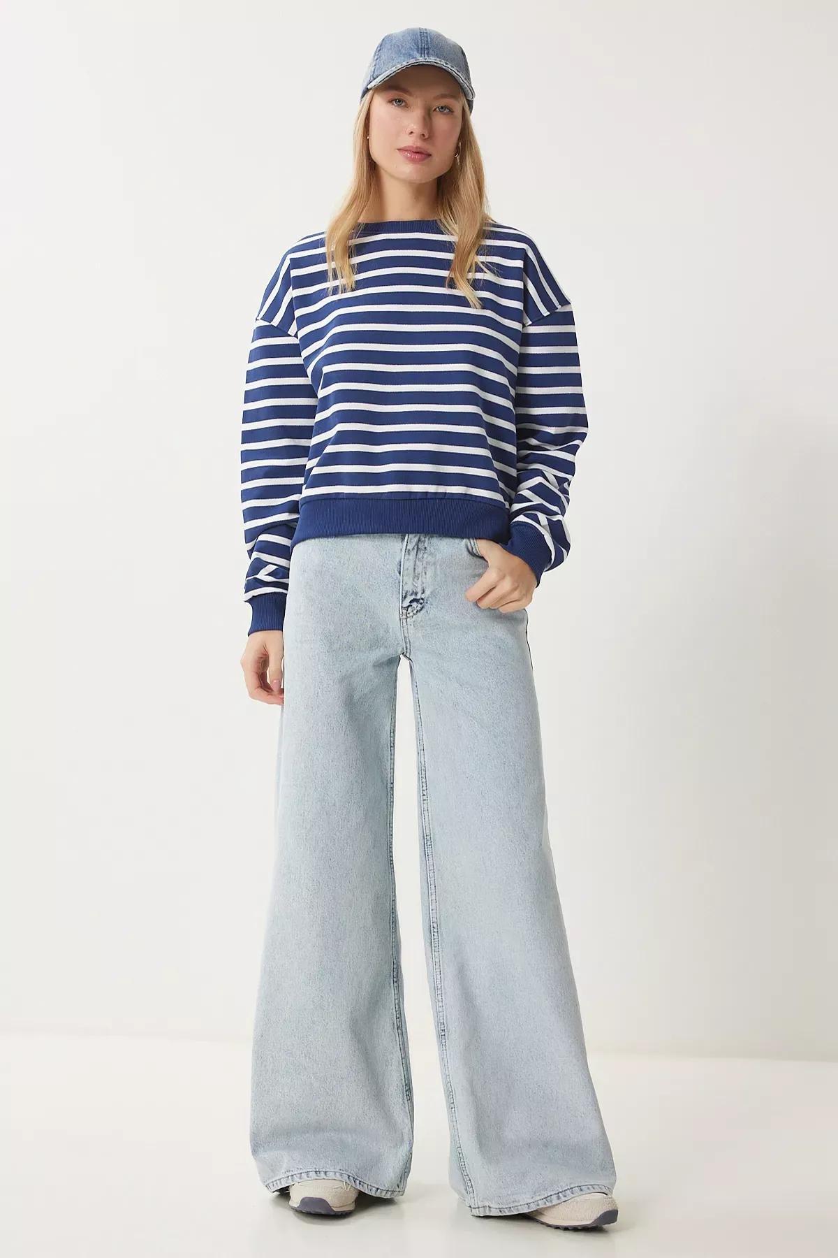 Blue Mid Waist Wide Leg Jeans, ICE BLUE, large image number 2