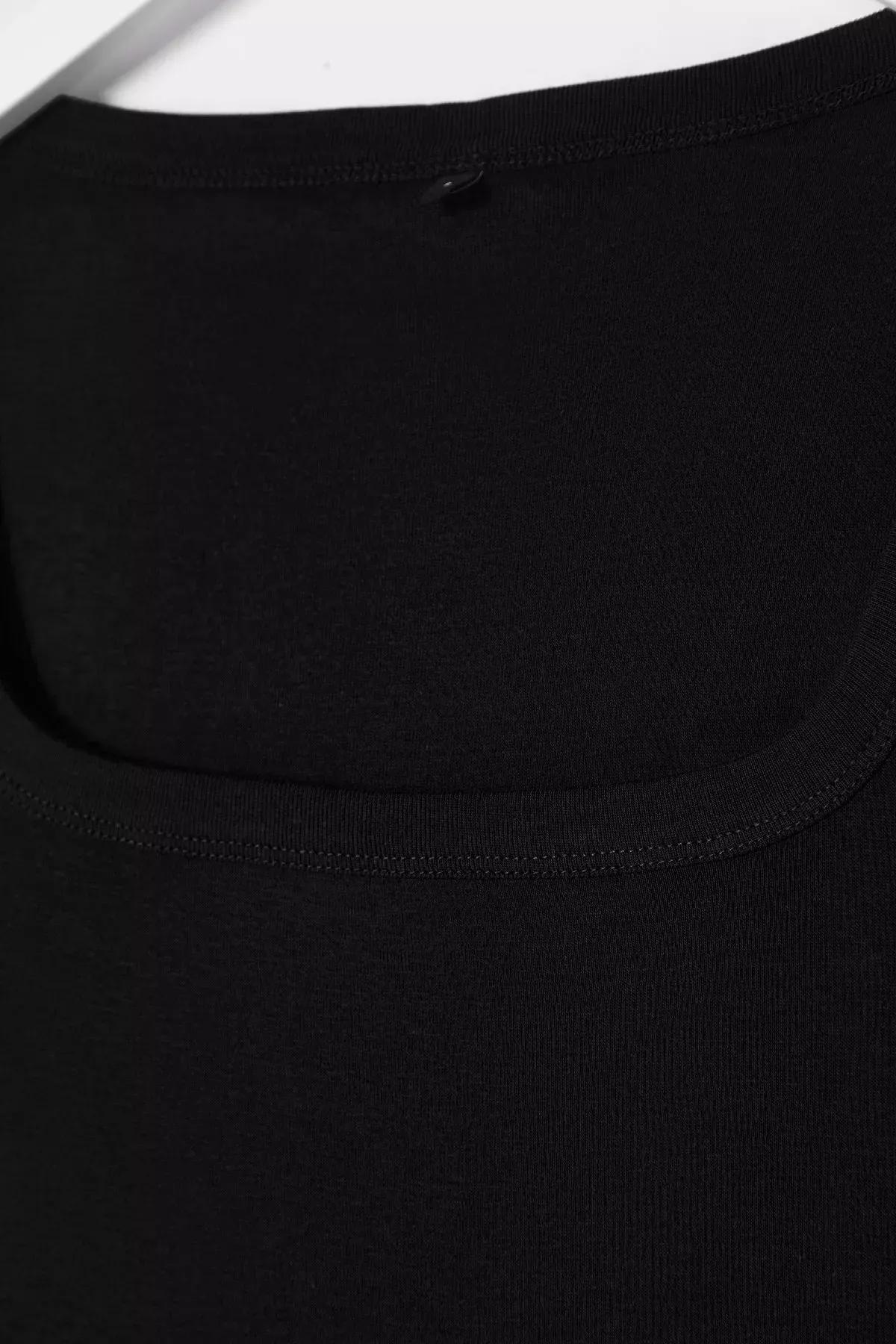 Black Square Neck Knitted Blouse, , large image number 4
