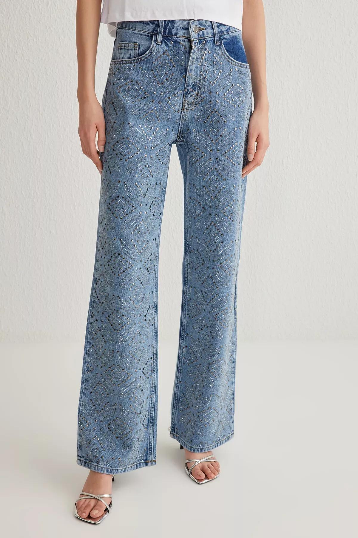 Blue Wide Leg Jeans, Blue, large image number 2