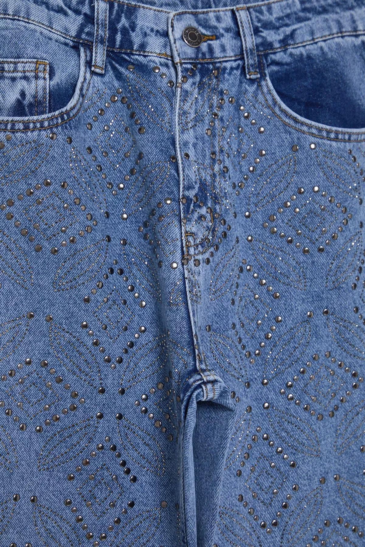 Blue Wide Leg Jeans, Blue, large image number 5