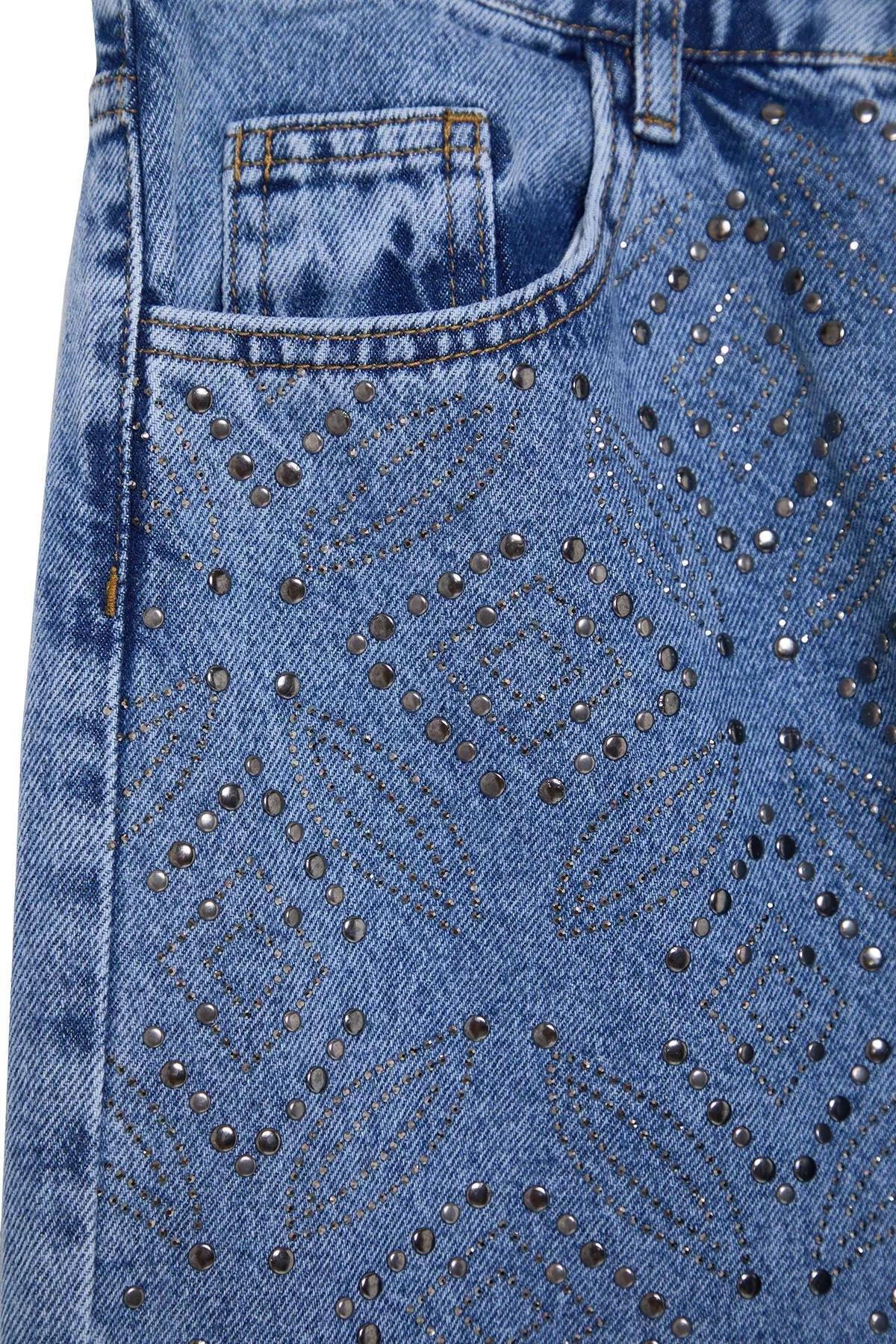 Blue Wide Leg Jeans, Blue, large image number 6