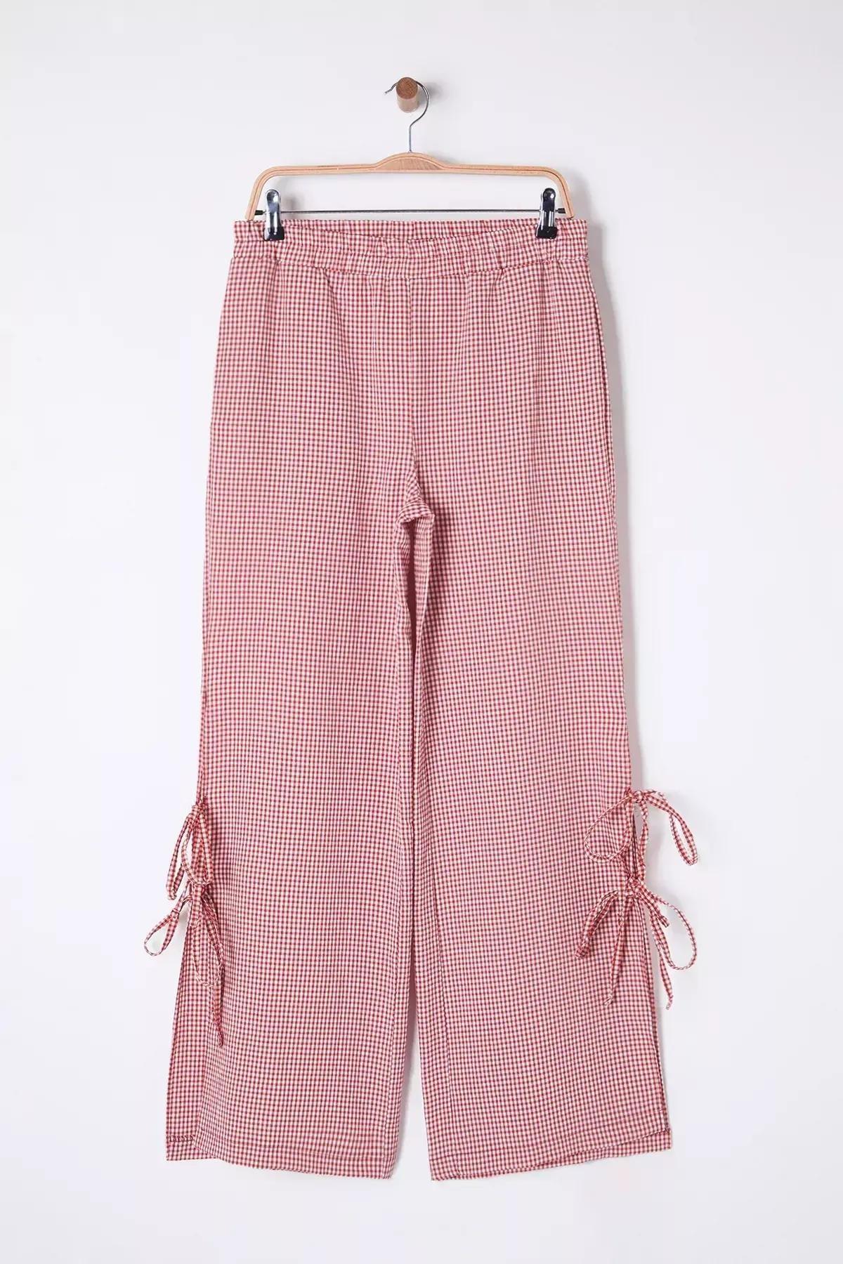 Red Gingham Wide Leg Trousers, C101_1478, large image number 5