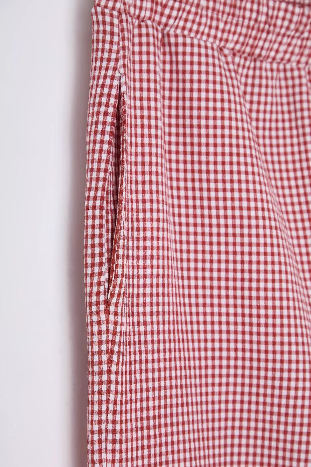 Red Gingham Wide Leg Trousers, C101_1478, large image number 6