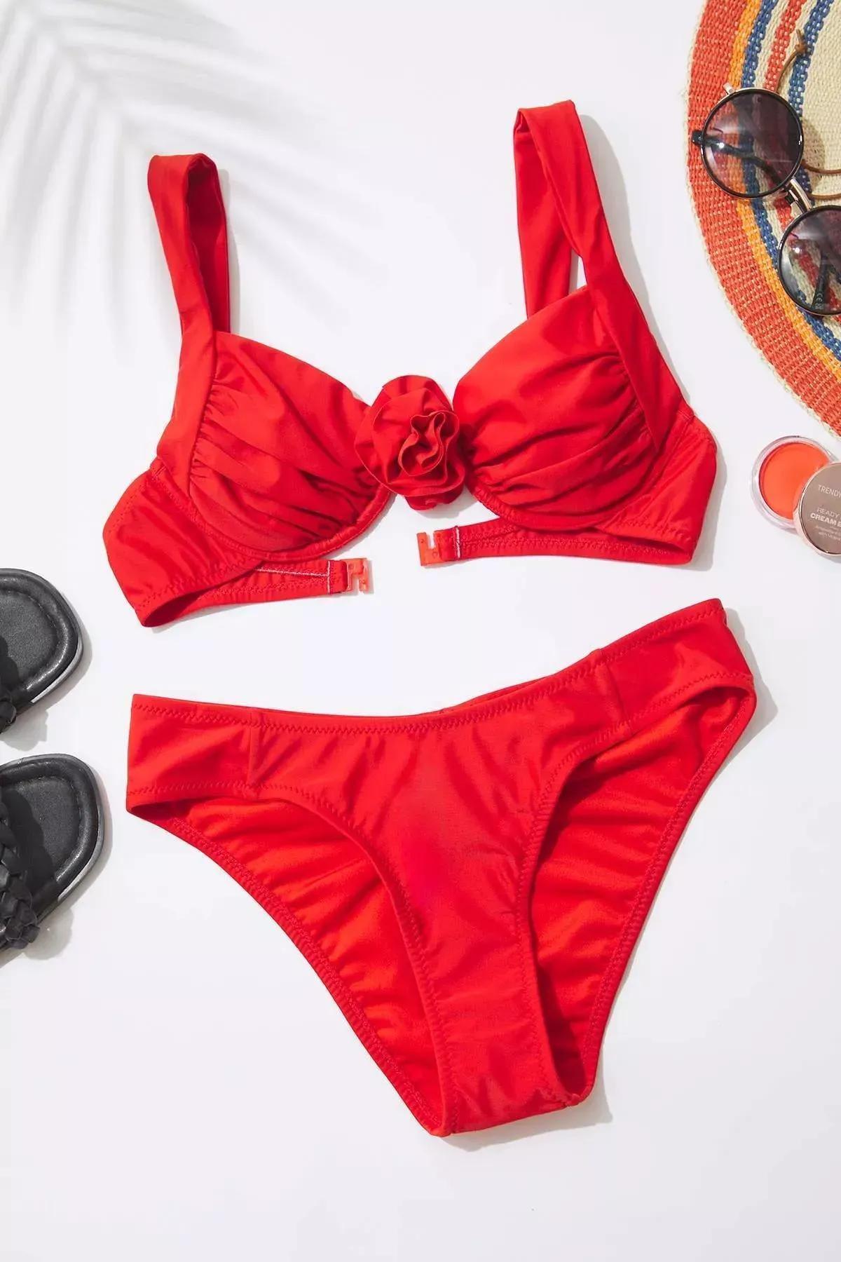 Red Low Waist Bikini Bottom, C101_7412, large image number 1