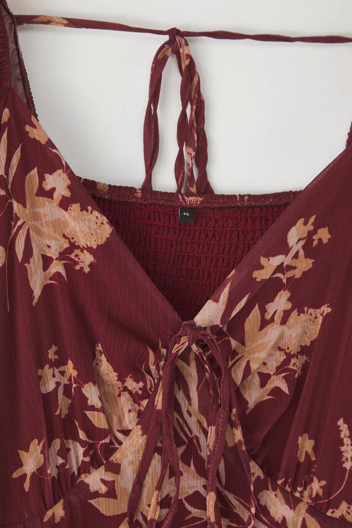 Burgundy Chiffon Floral Plus Dress, Burgundy, large image number 5