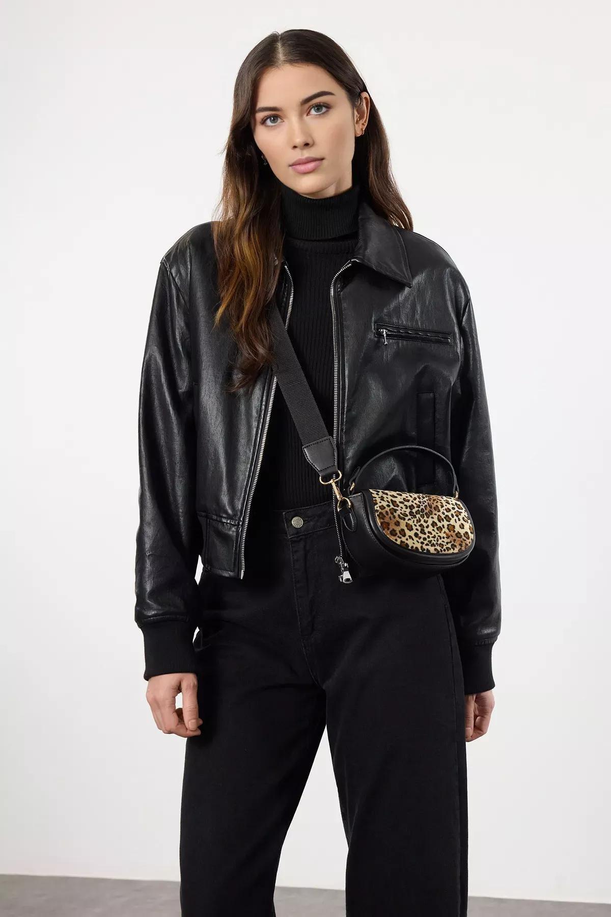 Brown Leopard Crossbody Shoulder Bag, Brown, large image number 0