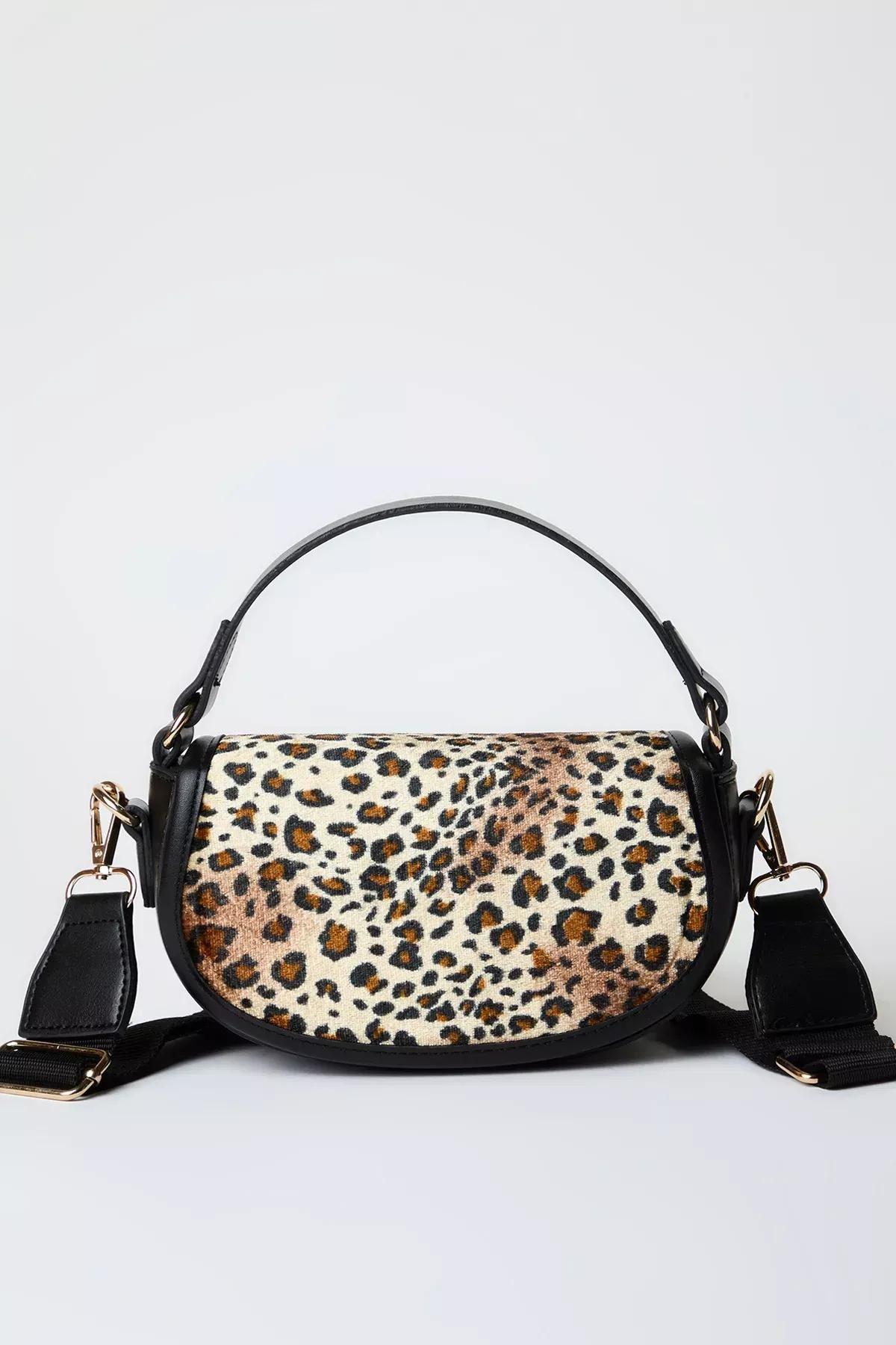 Brown Leopard Crossbody Shoulder Bag, Brown, large image number 2