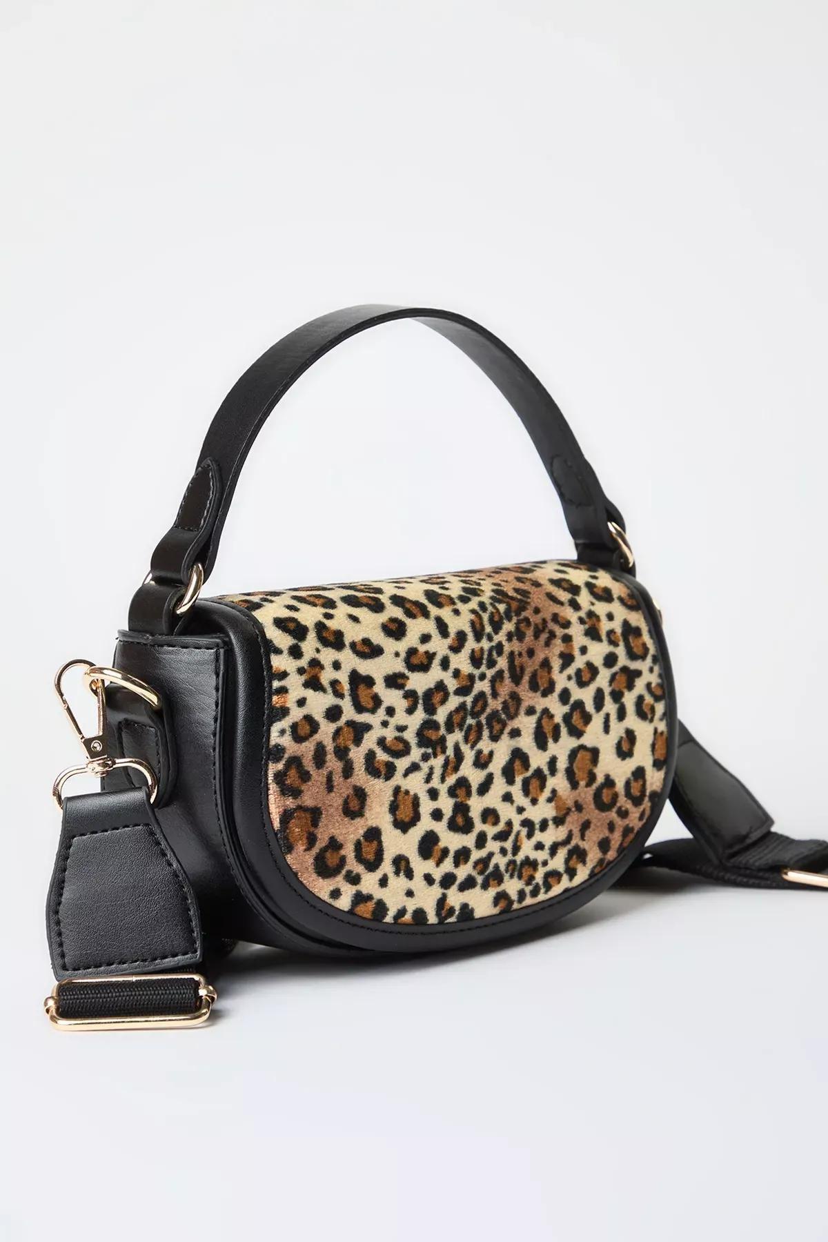 Brown Leopard Crossbody Shoulder Bag, Brown, large image number 3