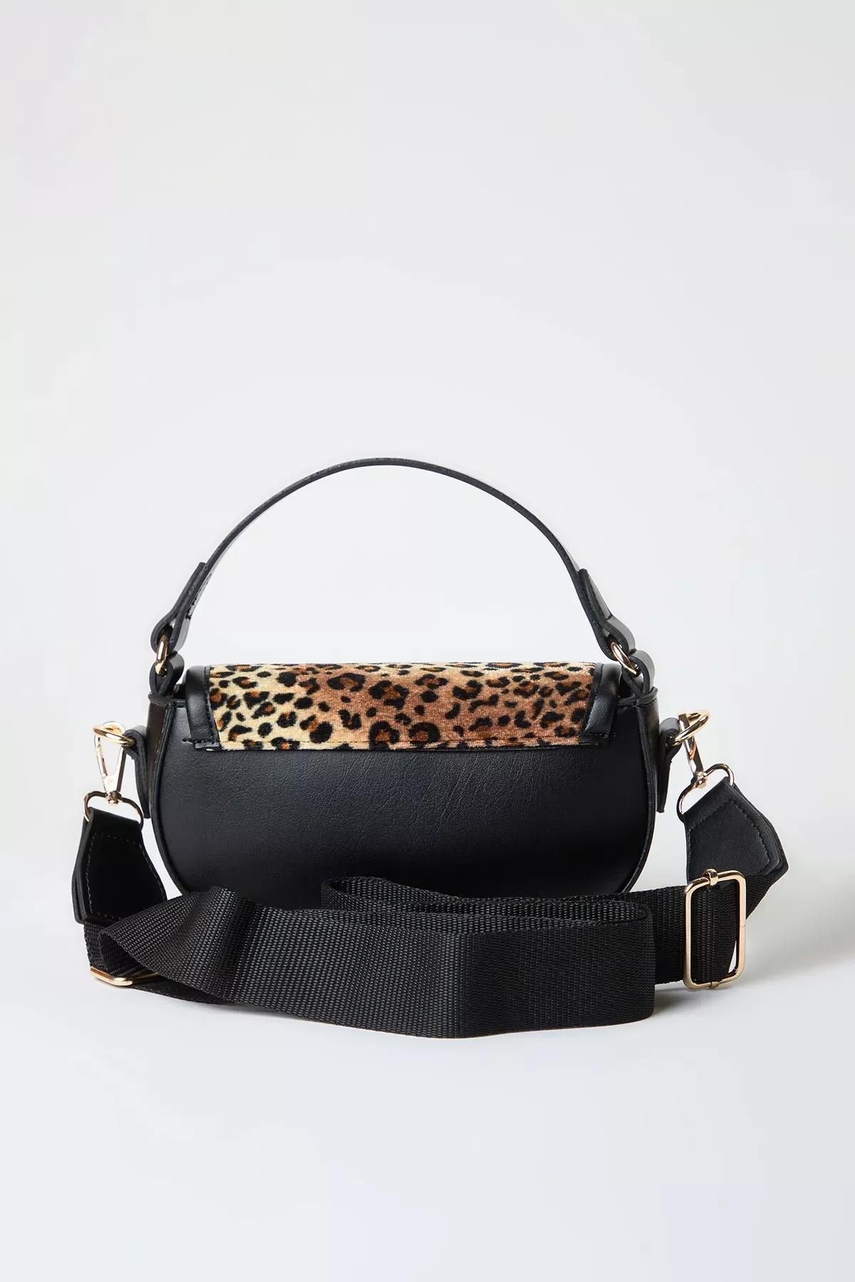 Brown Leopard Crossbody Shoulder Bag, Brown, large image number 4